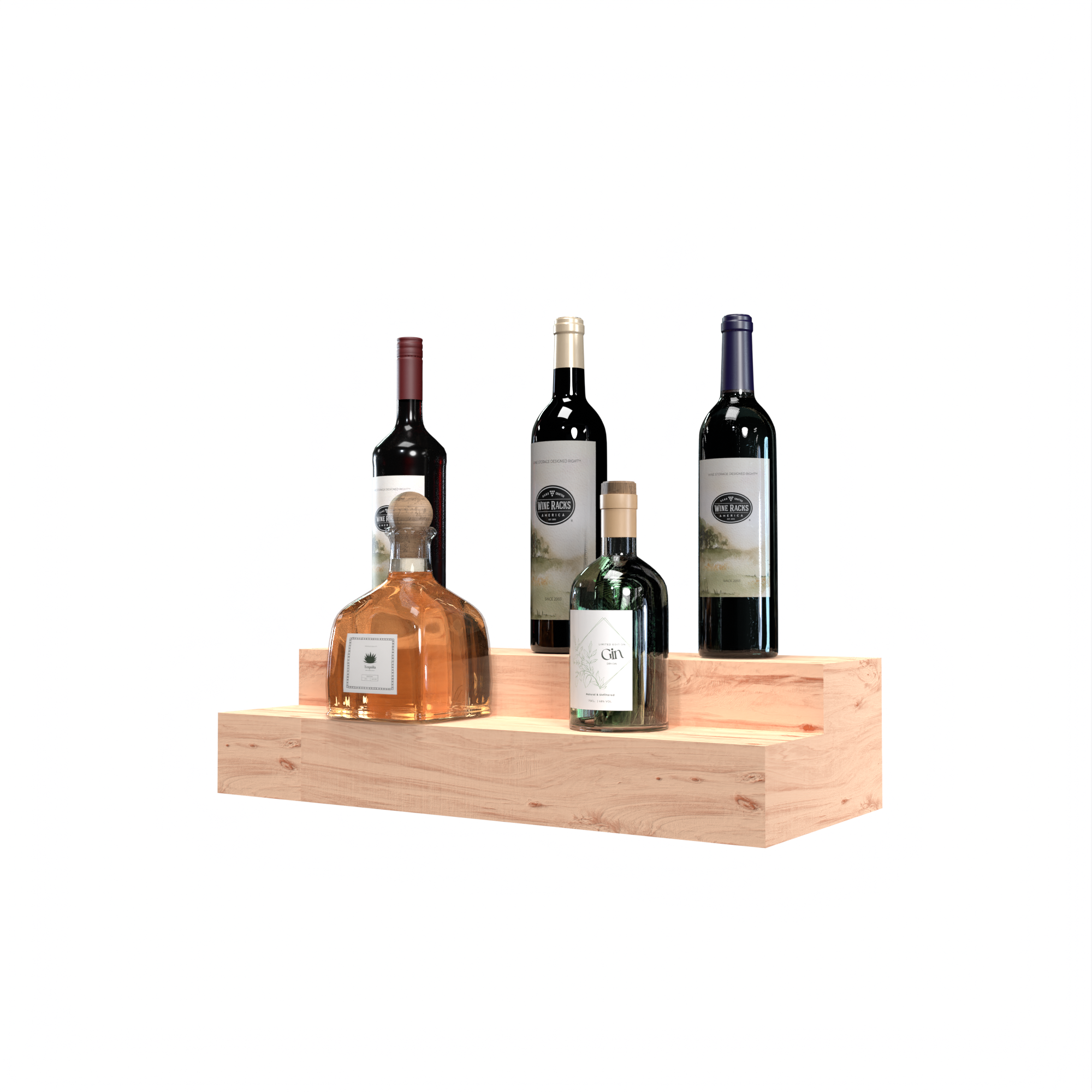 Liquor Riser, 2 Riser 4 Column in Knotty Alder Unstained without WineSafe™ Satin Sealant