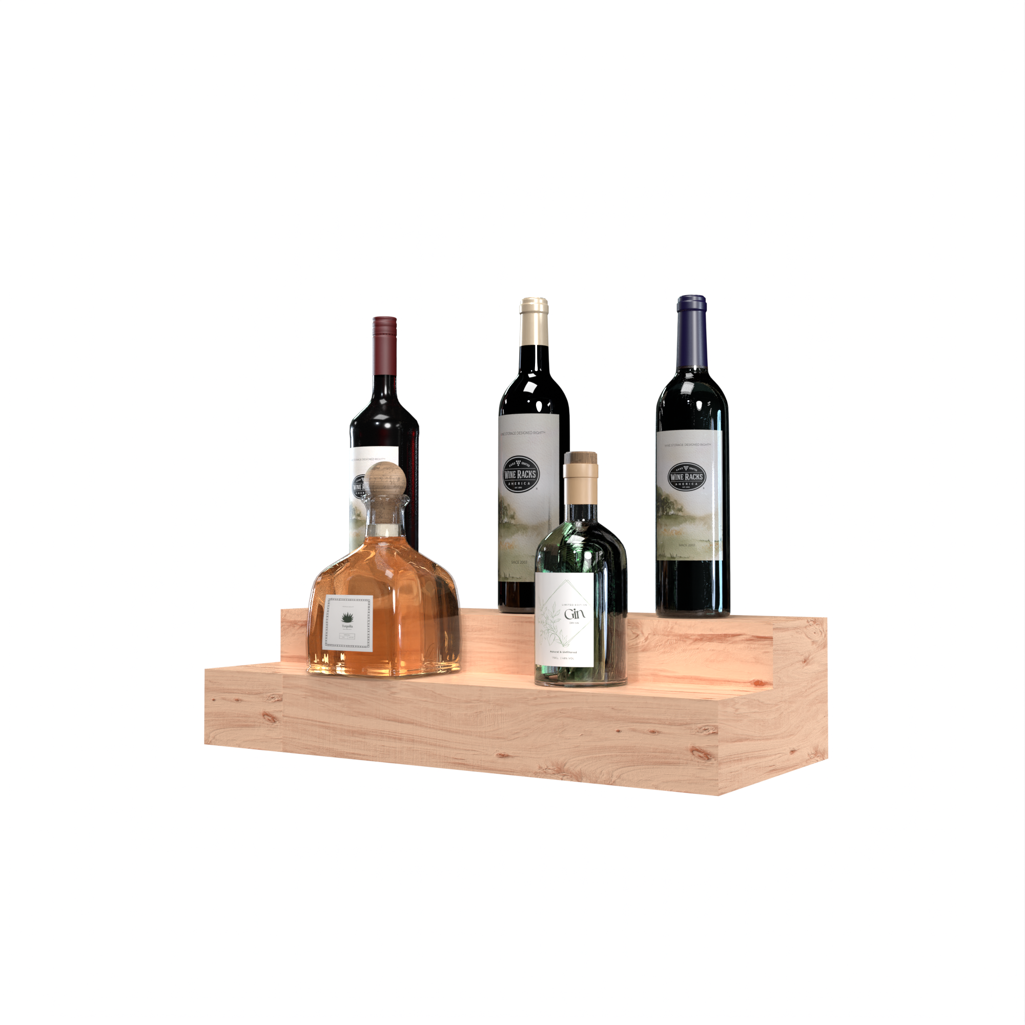 Liquor Riser, 2 Riser 4 Column in Knotty Alder Unstained with WineSafe™ Satin Sealant