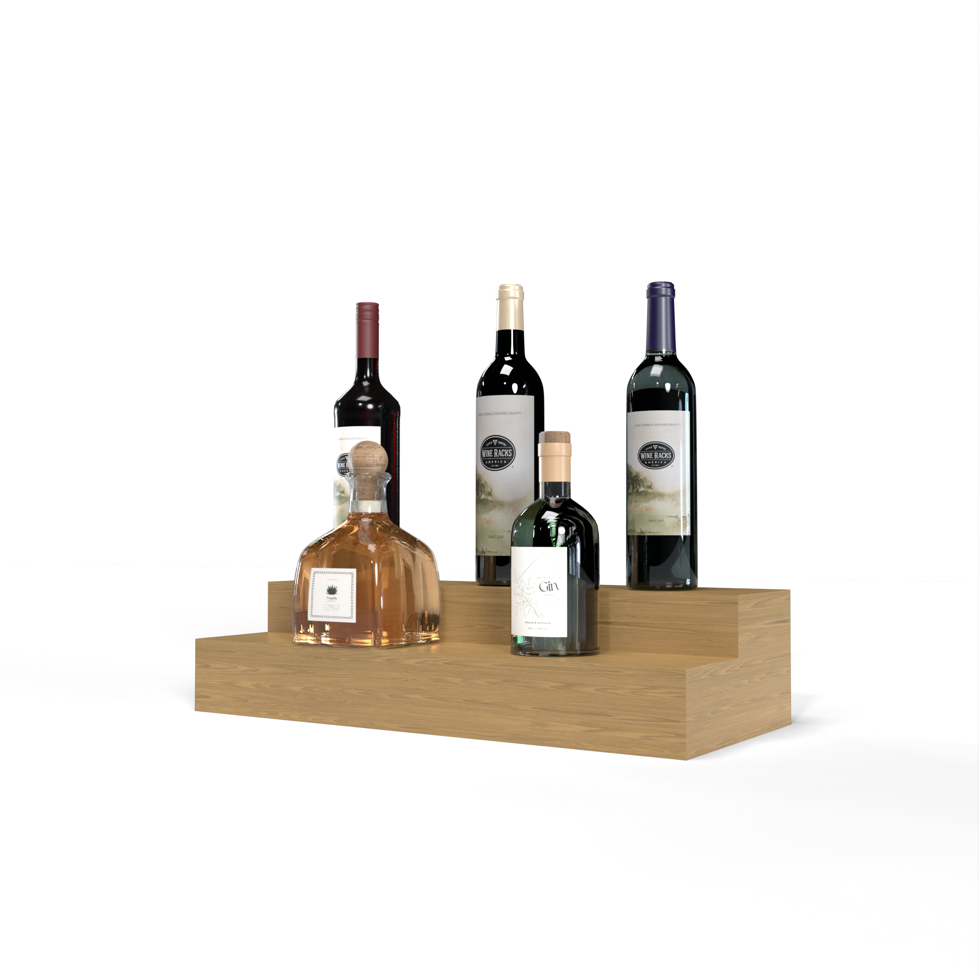 Liquor Riser, 2 Riser 4 Column in Ponderosa Pine Oak stained with WineSafe™ Satin Sealant