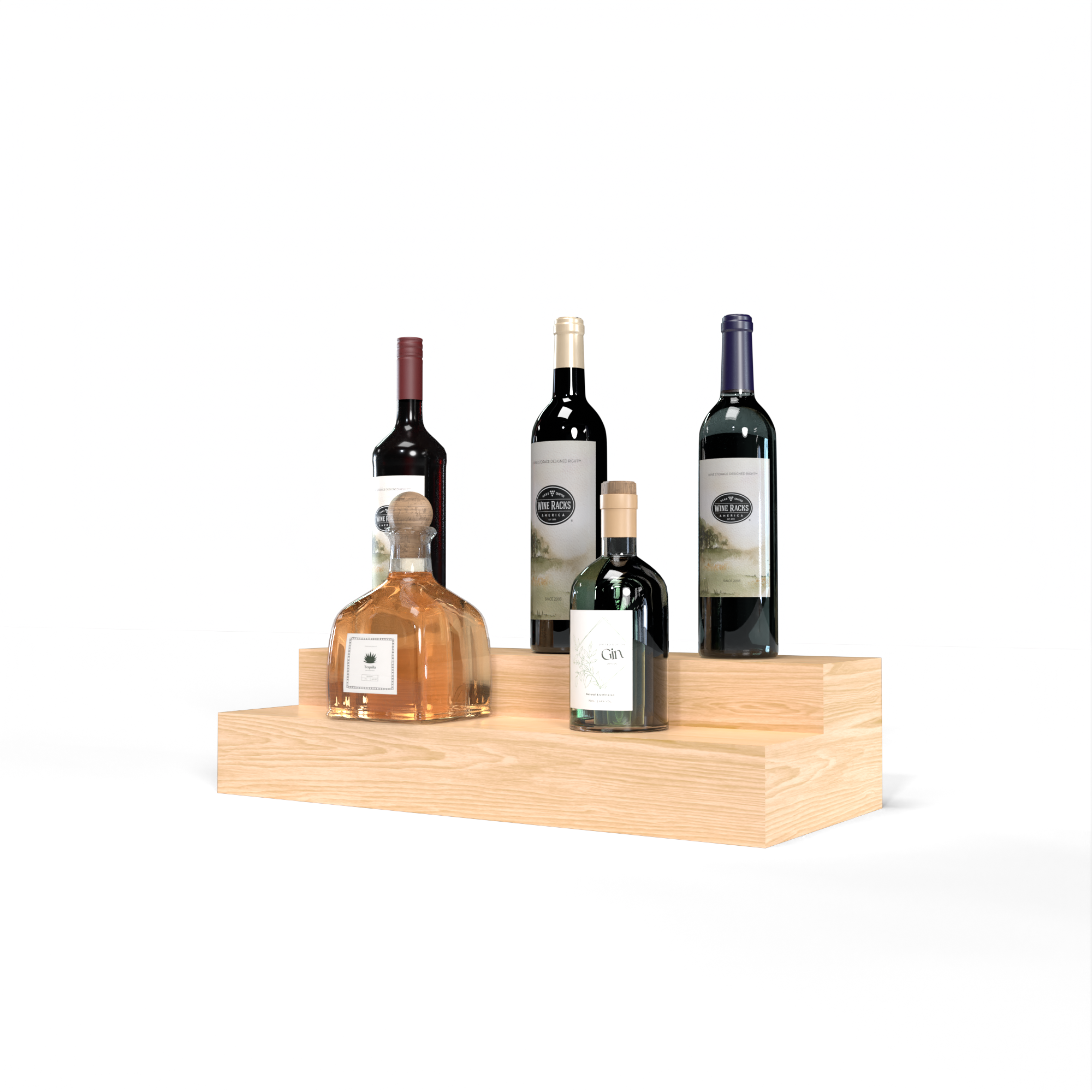 Liquor Riser, 2 Riser 4 Column in Ponderosa Pine Unstained with WineSafe™ Satin Sealant