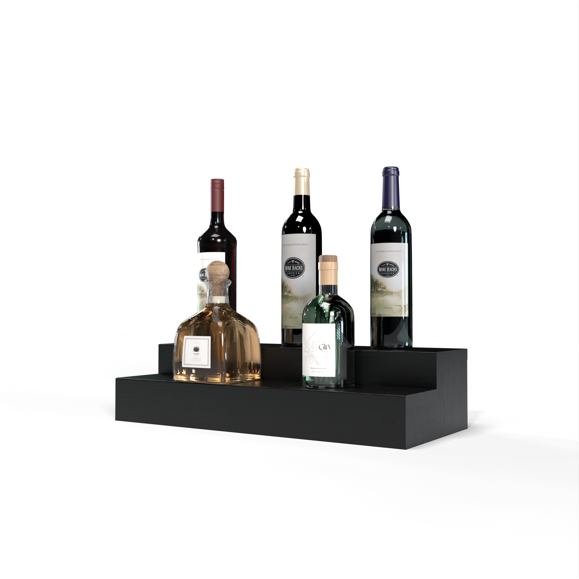 Liquor Riser, 2 Riser 4 Column in Premium Redwood Black stained with WineSafe™ Satin Sealant