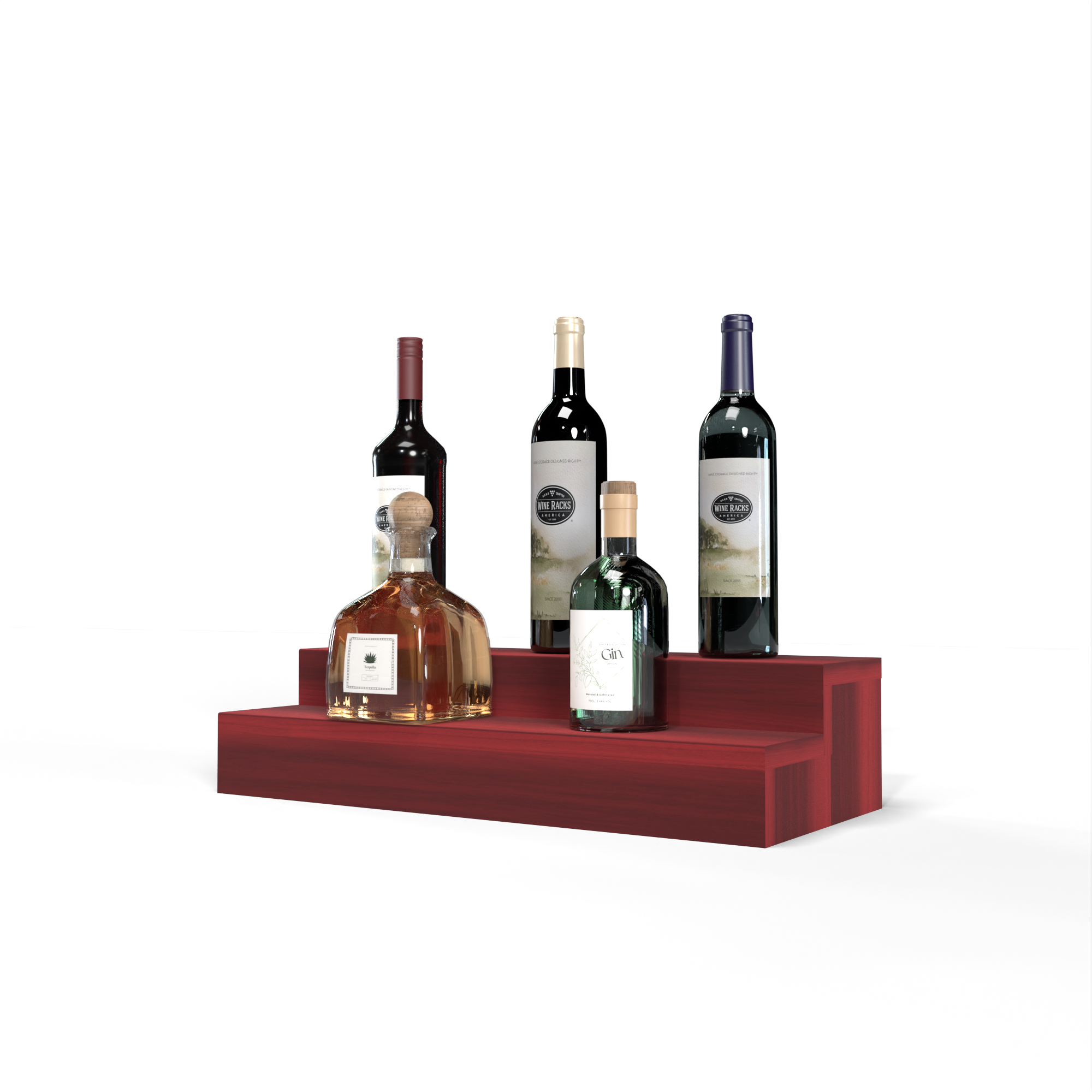 Liquor Riser, 2 Riser 4 Column in Premium Redwood Cherry stained without WineSafe™ Satin Sealant