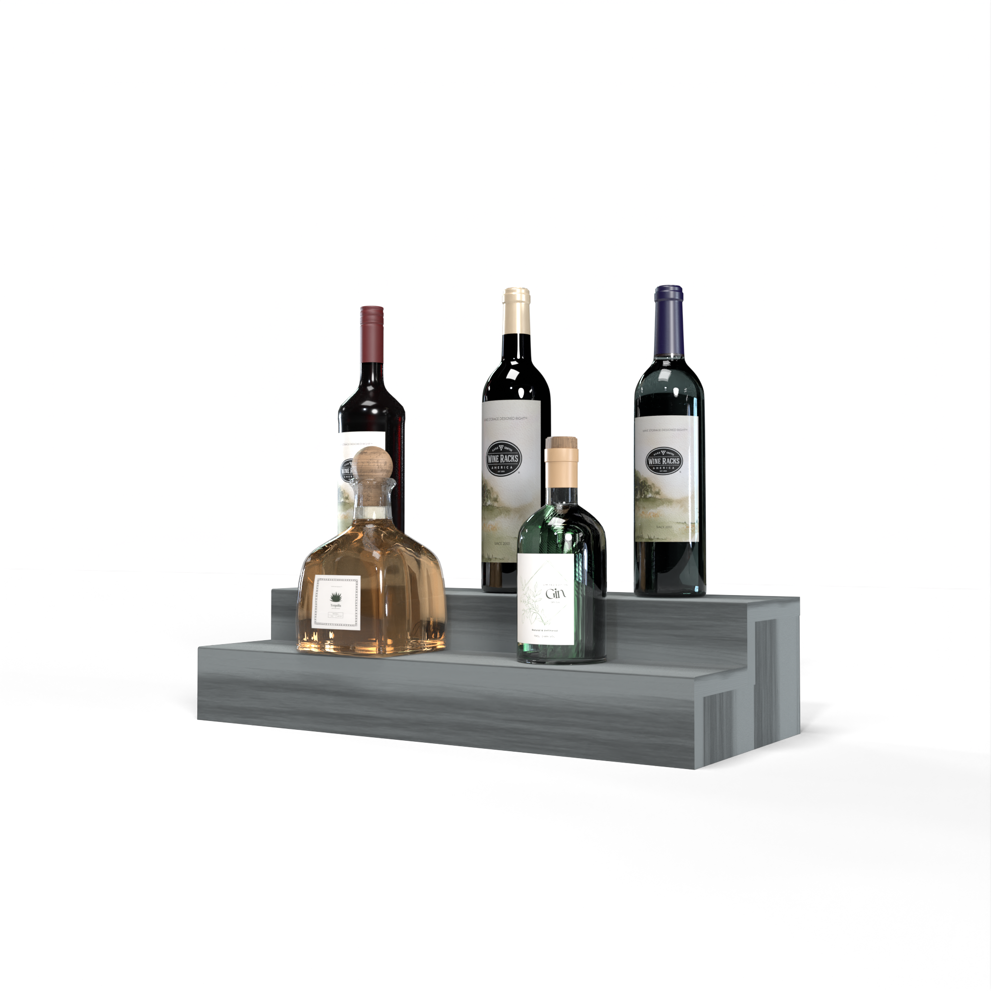 Liquor Riser, 2 Riser 4 Column in Premium Redwood Greywash stained without WineSafe™ Satin Sealant