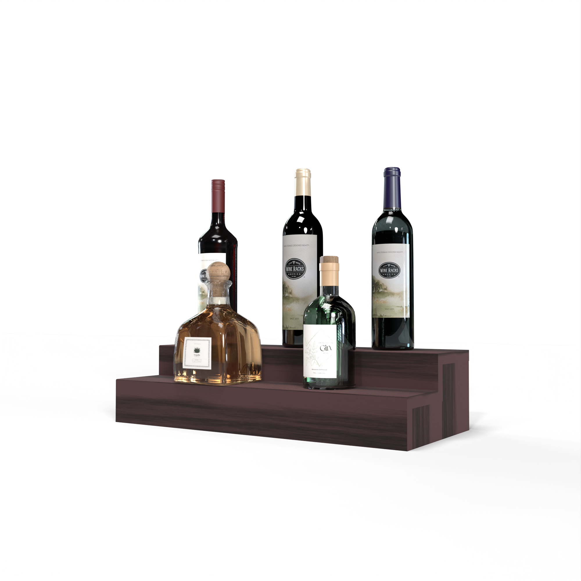 Liquor Riser, 2 Riser 4 Column in Premium Redwood Walnut stained without WineSafe™ Satin Sealant