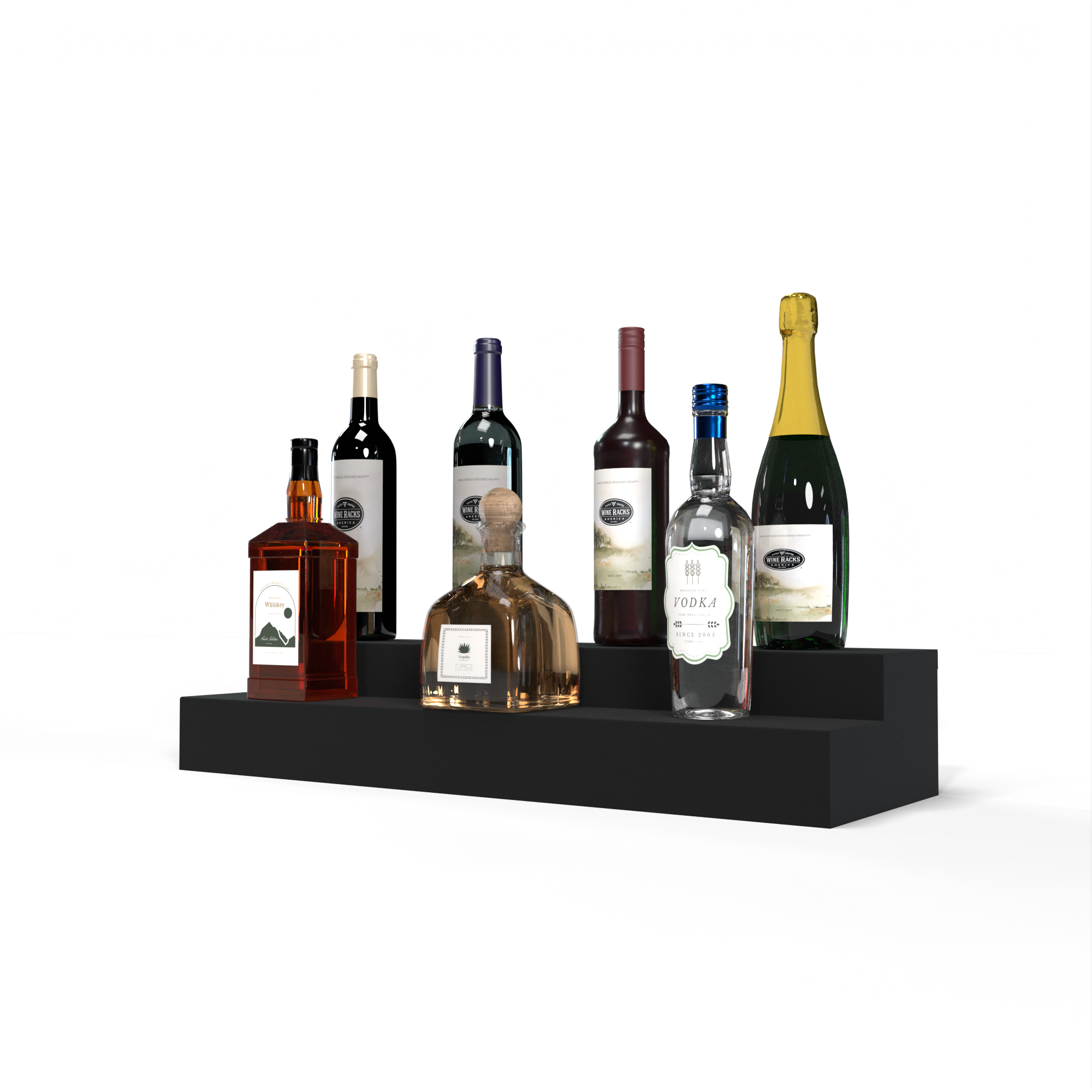 Liquor Riser, 2 Riser 6 Column in Premium Redwood Black stained without WineSafe™ Satin Sealant