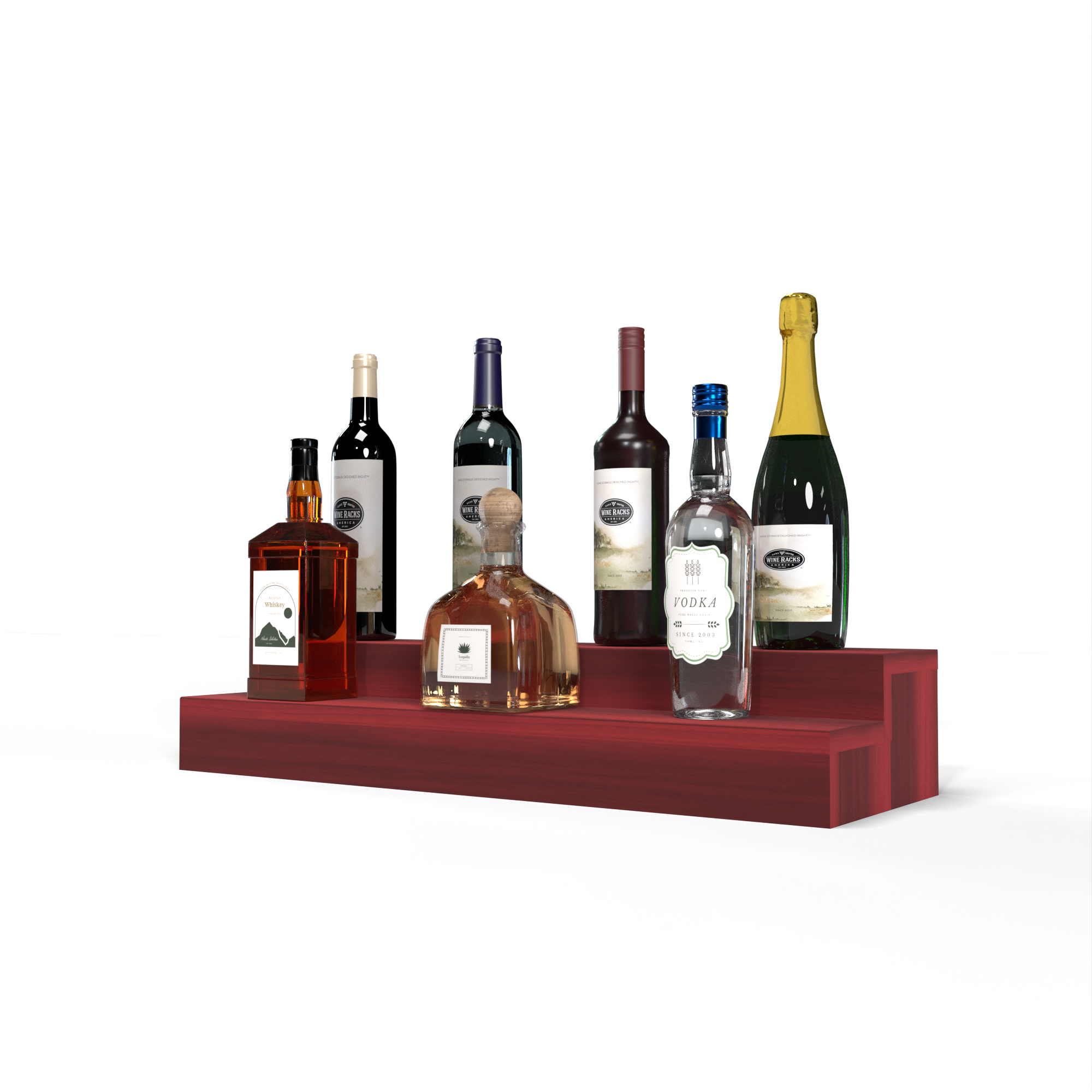Liquor Riser, 2 Riser 6 Column in Premium Redwood Cherry stained without WineSafe™ Satin Sealant