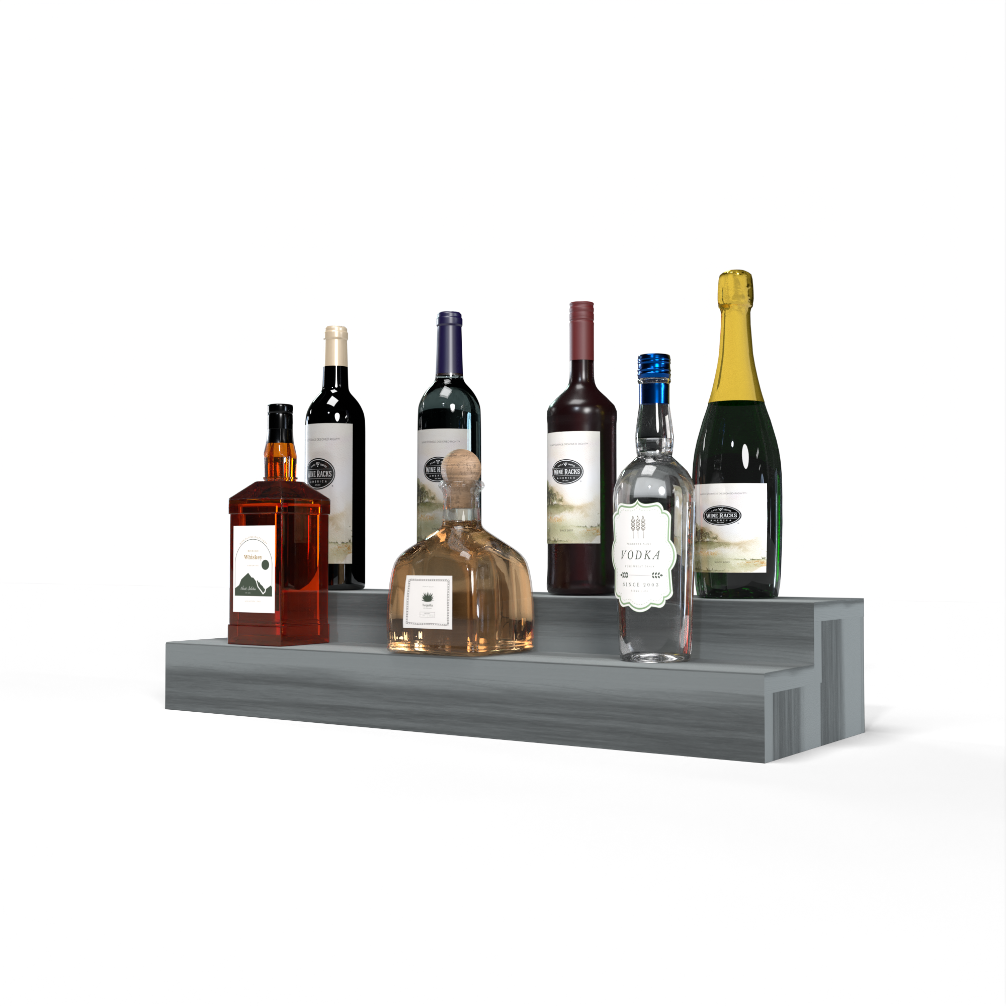 Liquor Riser, 2 Riser 6 Column in Premium Redwood Greywash stained without WineSafe™ Satin Sealant