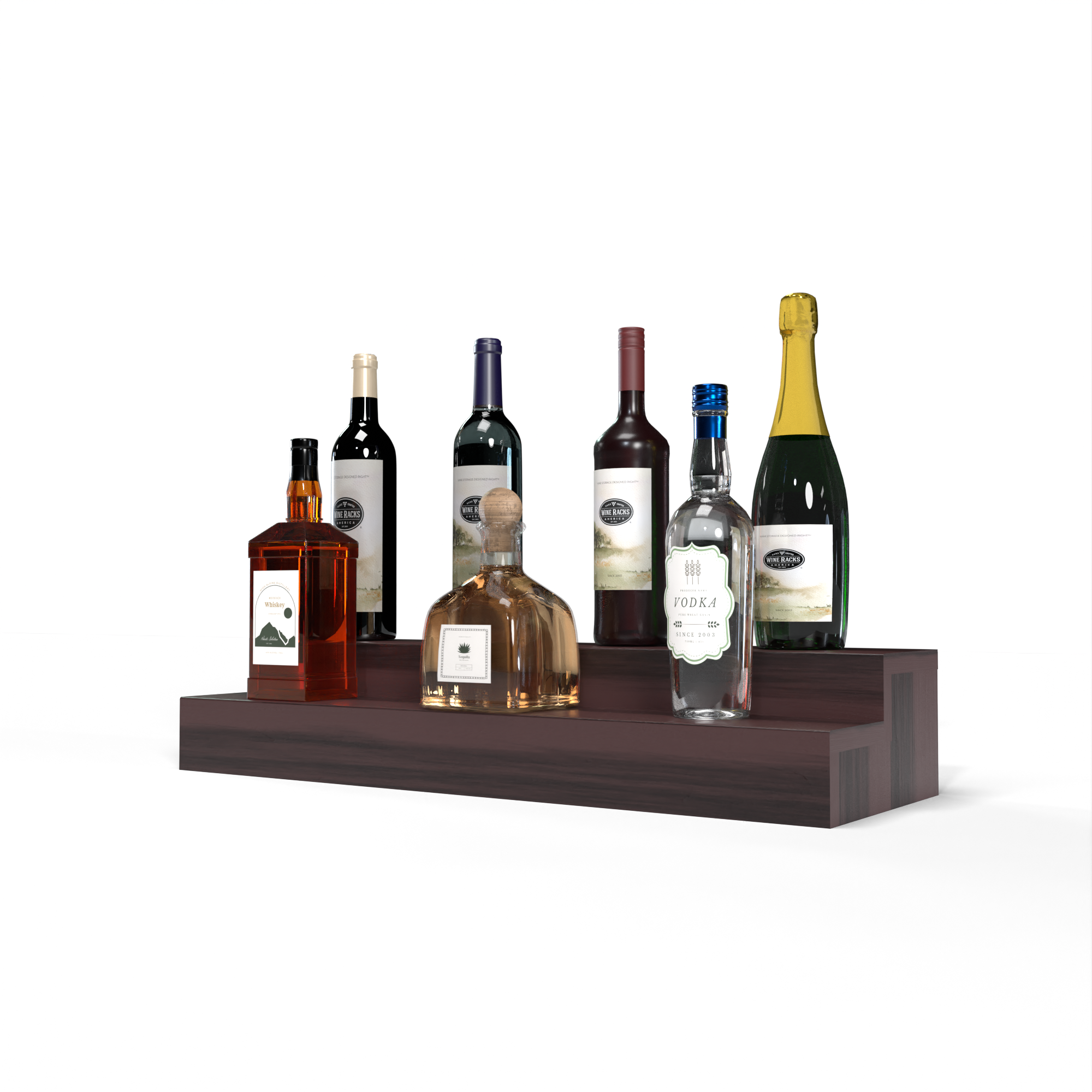 Liquor Riser, 2 Riser 6 Column in Premium Redwood Walnut stained with WineSafe™ Satin Sealant
