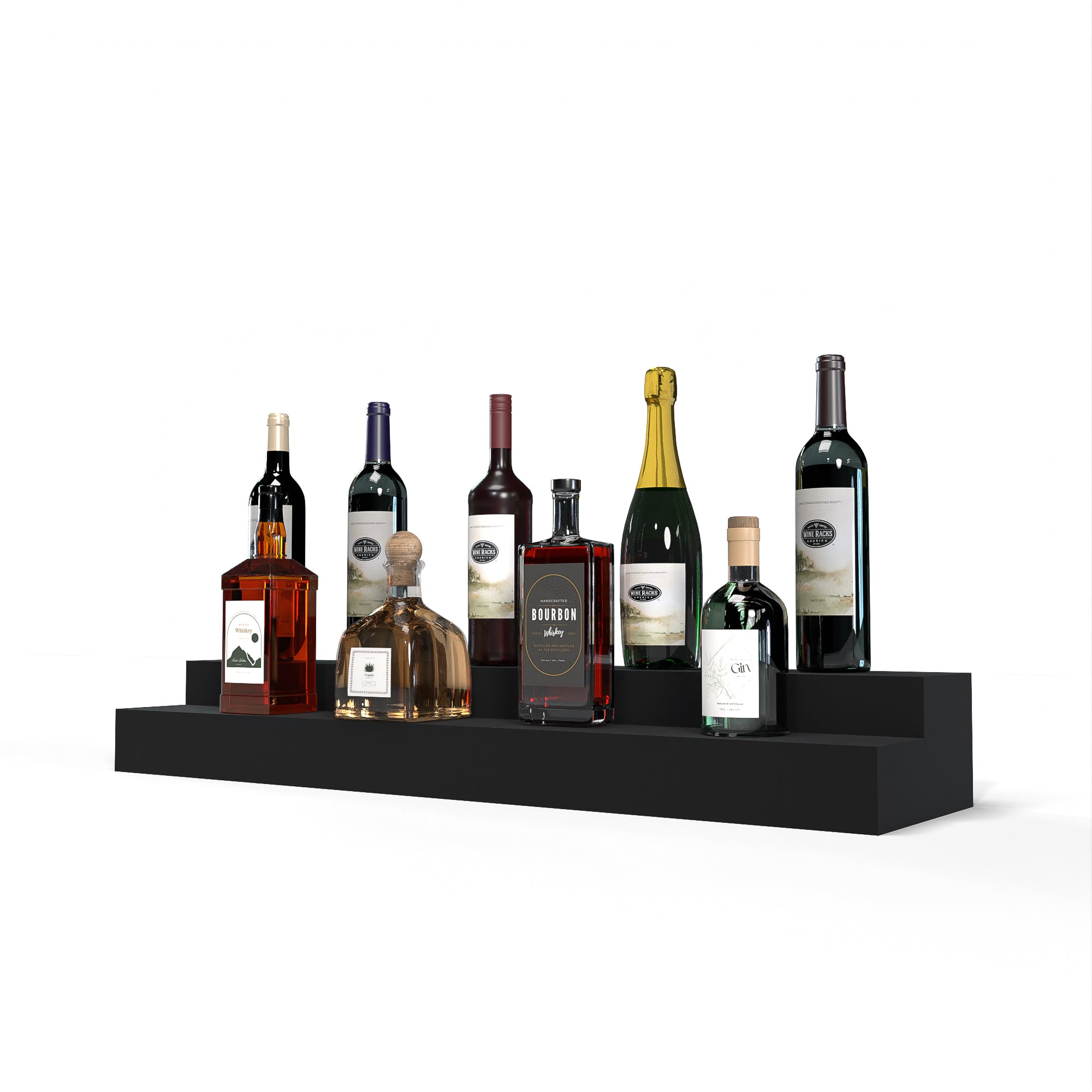 Liquor Riser, 2 Riser 8 Column in Knotty Alder Black stained without WineSafe™ Satin Sealant