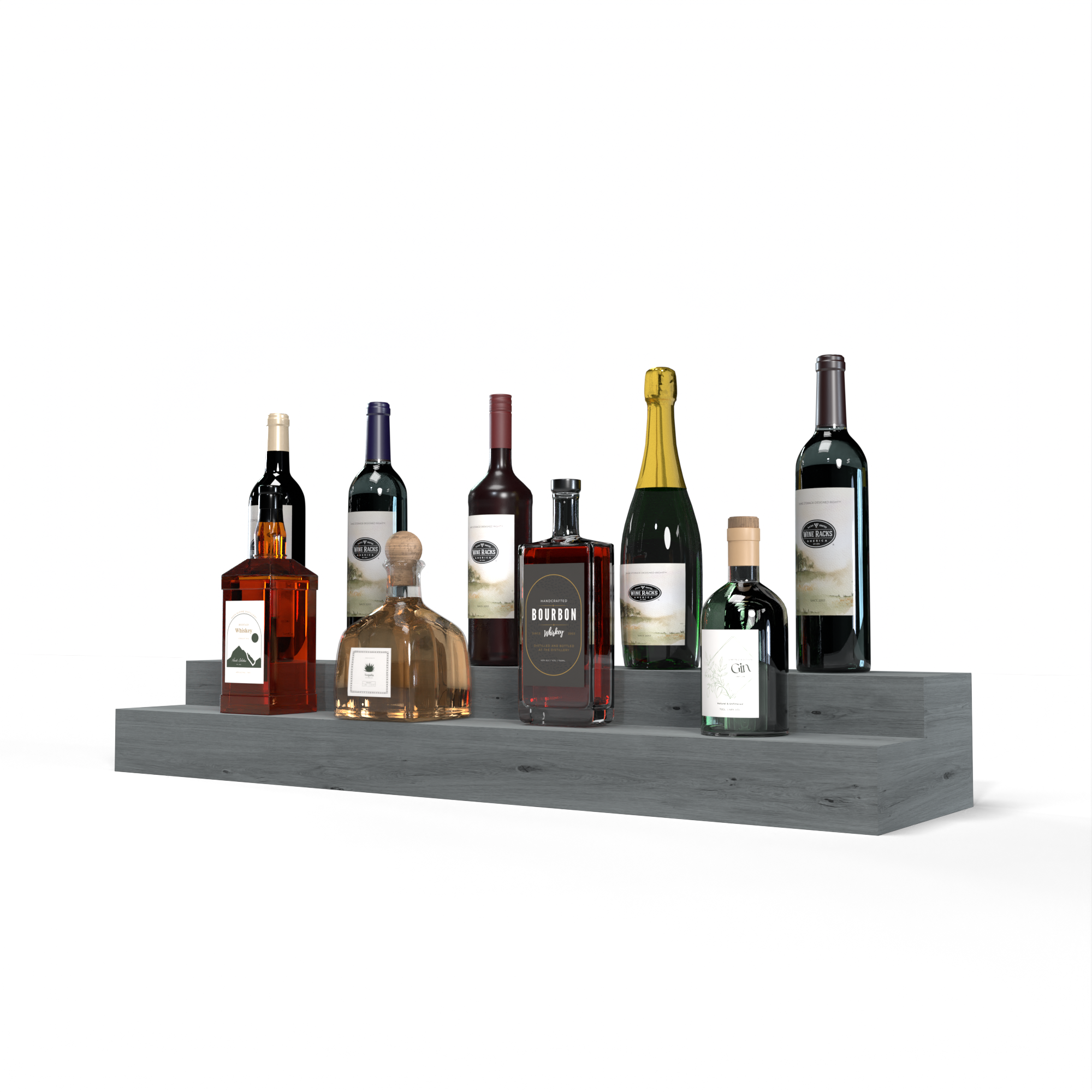Liquor Riser, 2 Riser 8 Column in Knotty Alder Greywash stained without WineSafe™ Satin Sealant