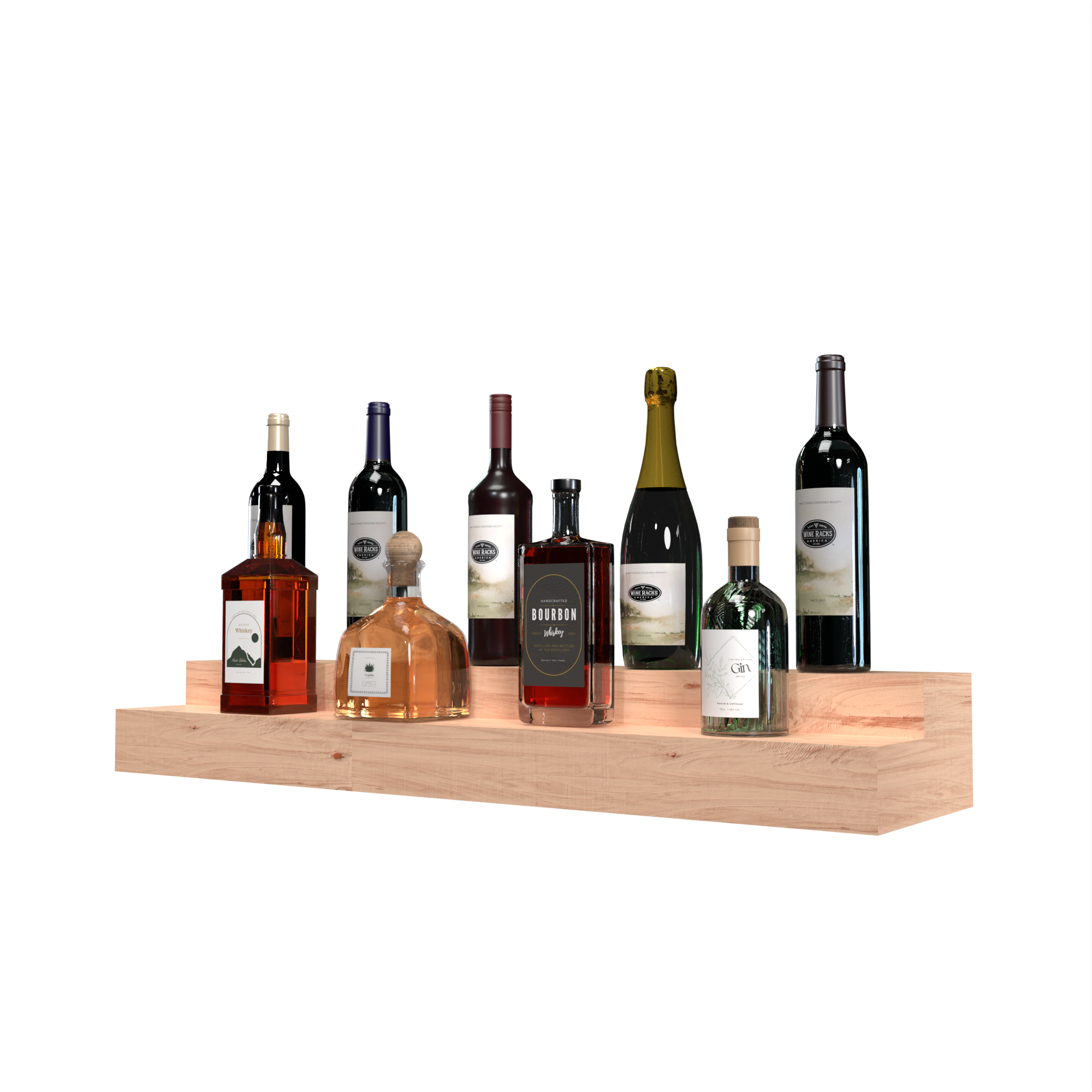 Liquor Riser, 2 Riser 8 Column in Knotty Alder Unstained with WineSafe™ Satin Sealant