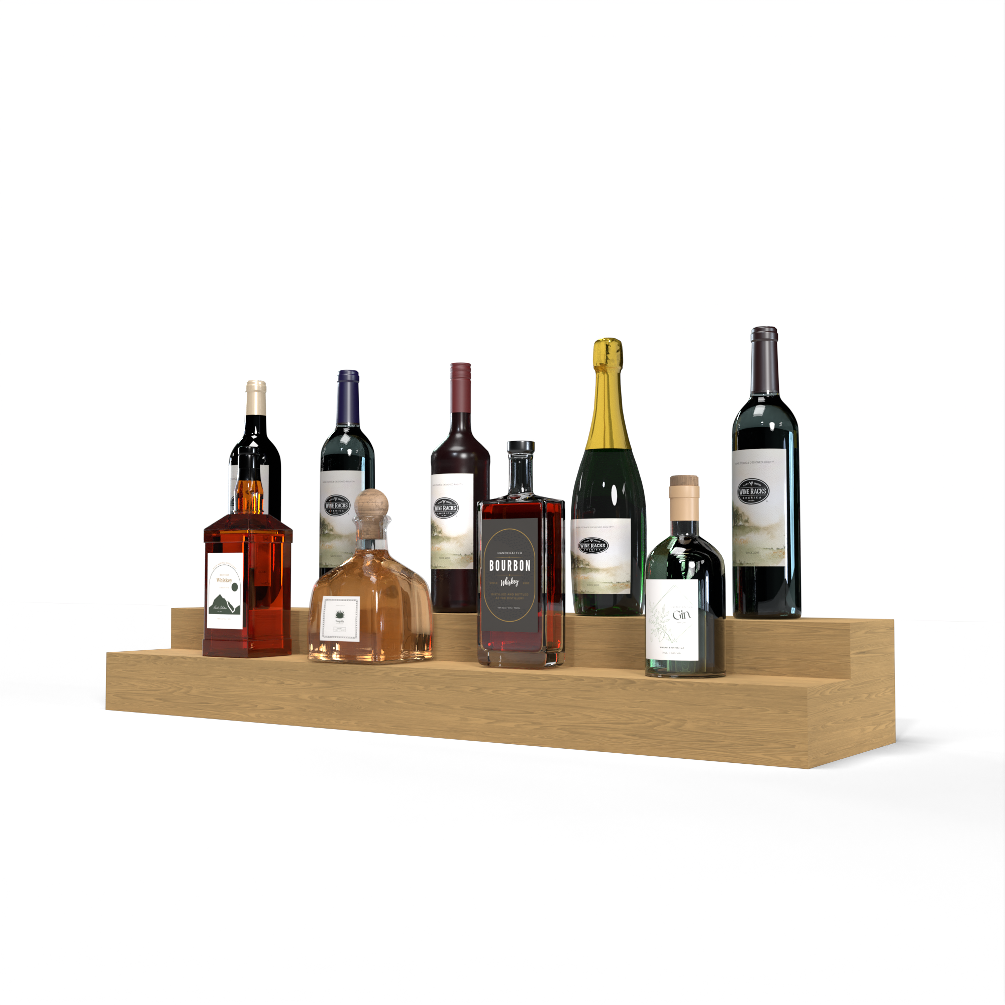Liquor Riser, 2 Riser 8 Column in Ponderosa Pine Oak stained without WineSafe™ Satin Sealant