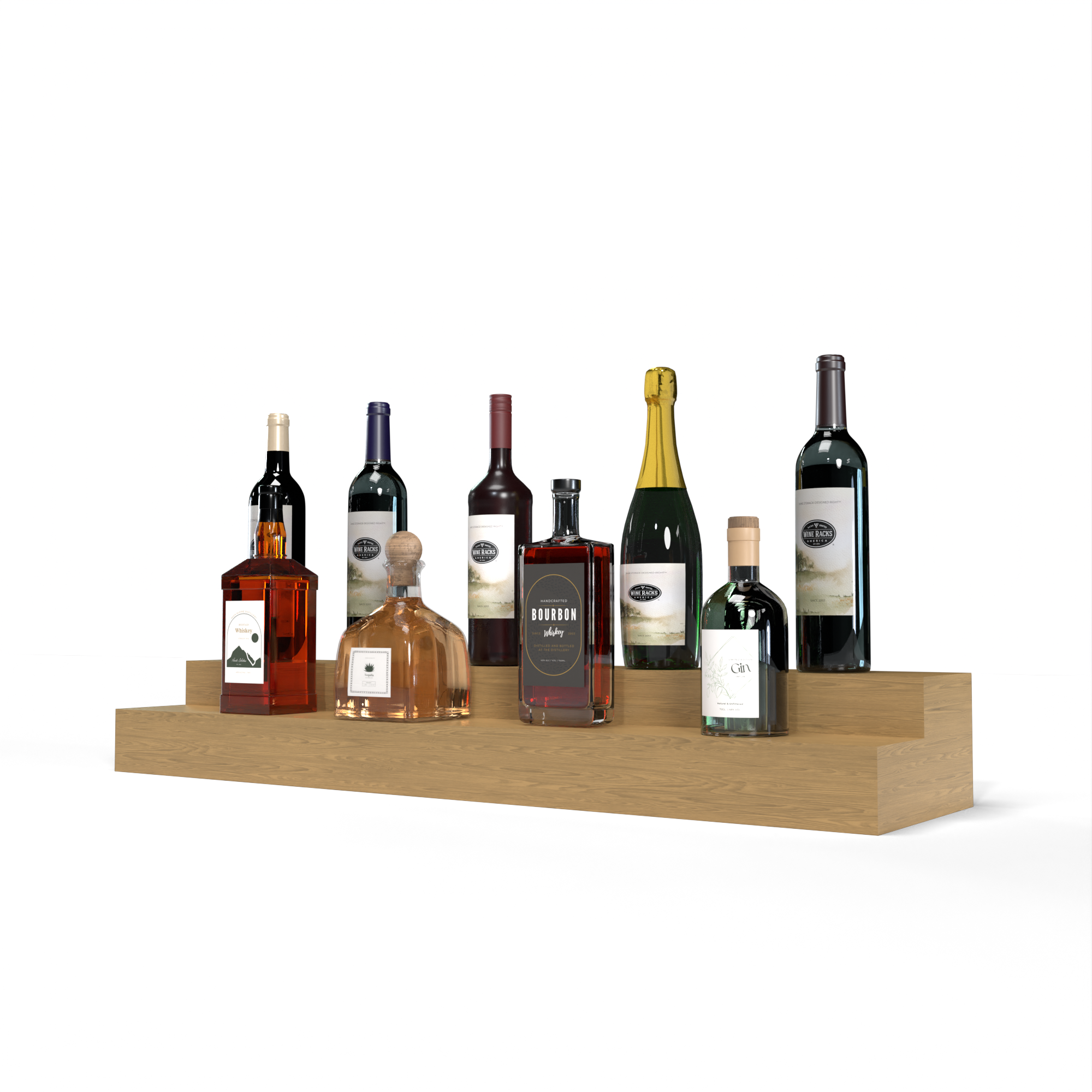 Liquor Riser, 2 Riser 8 Column in Ponderosa Pine Oak stained with WineSafe™ Satin Sealant