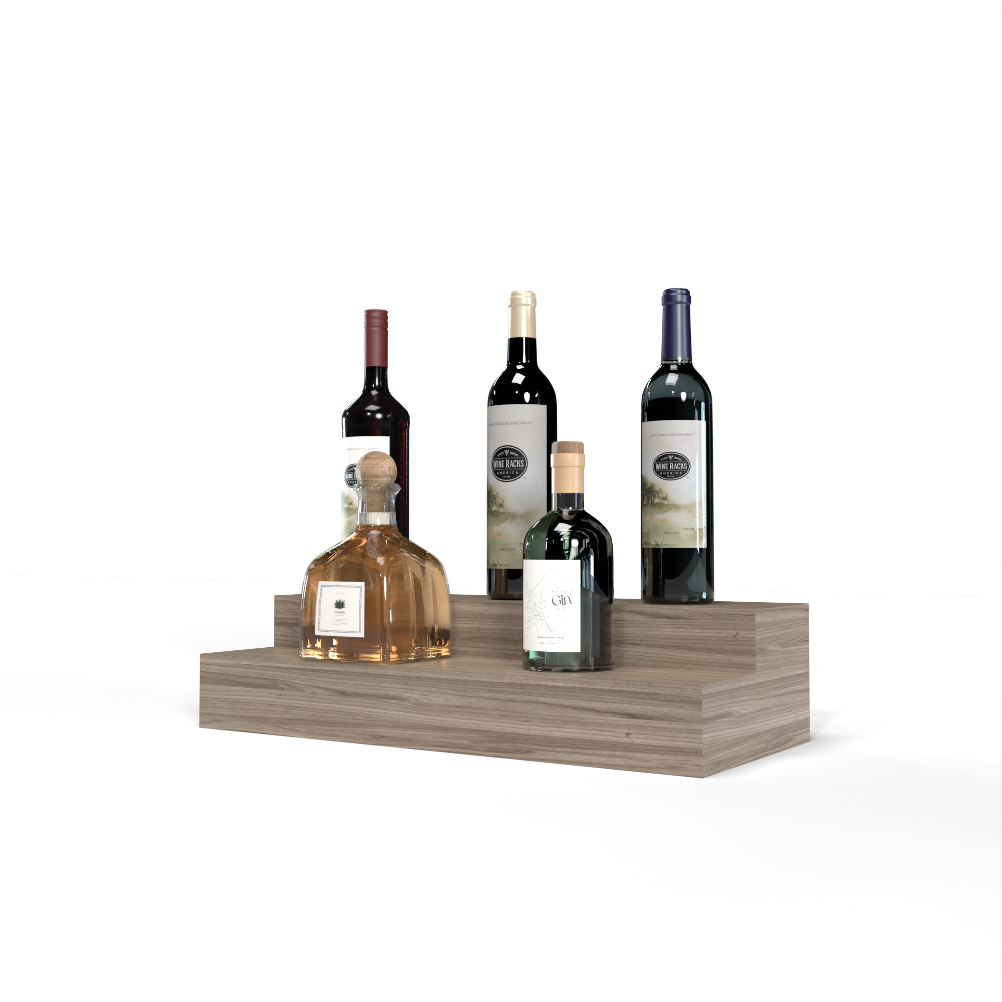 Liquor Riser, 2 Riser 4 Column in Walnut Unstained with WineSafe™ Satin Sealant