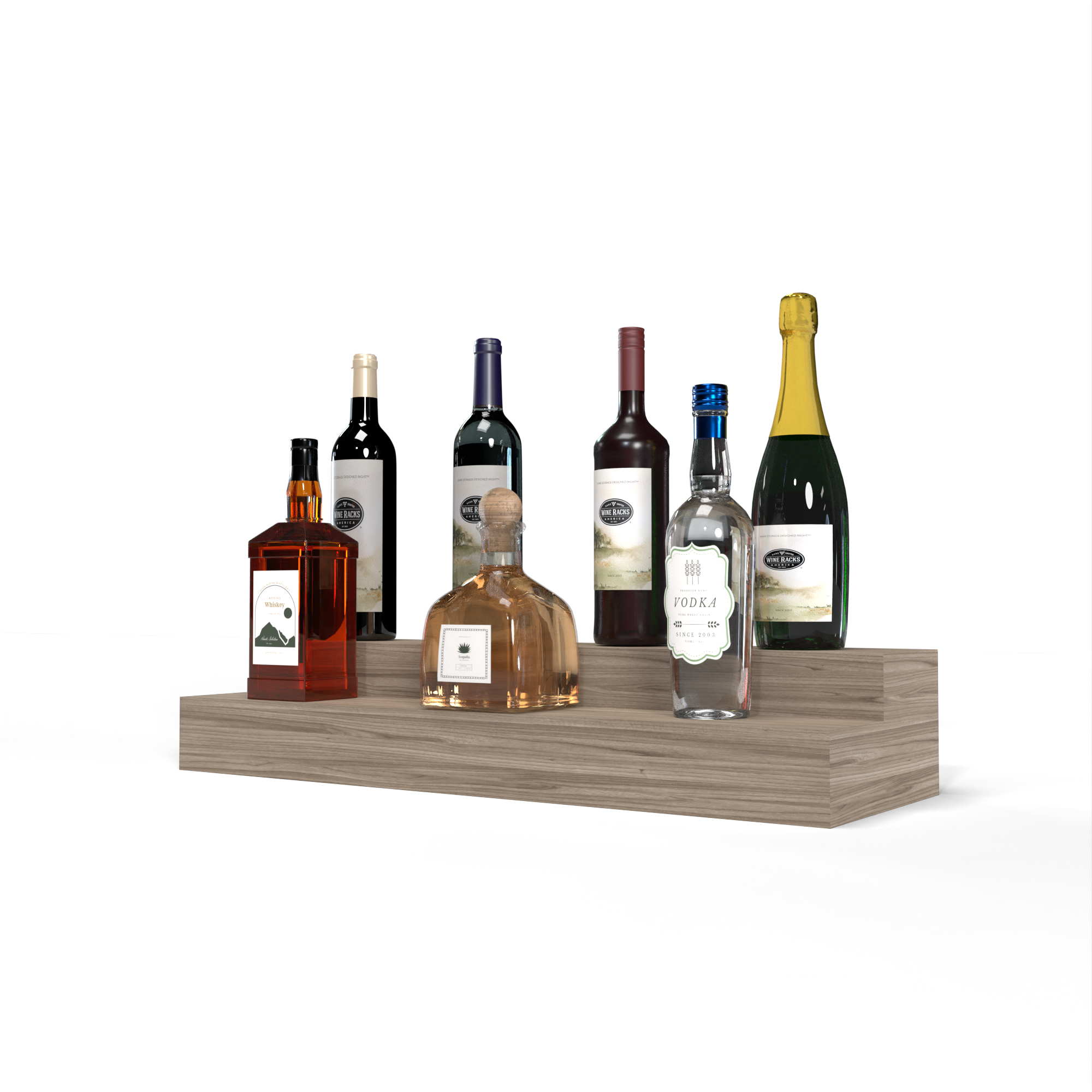 Liquor Riser, 2 Riser 6 Column in Walnut Unstained with WineSafe™ Satin Sealant