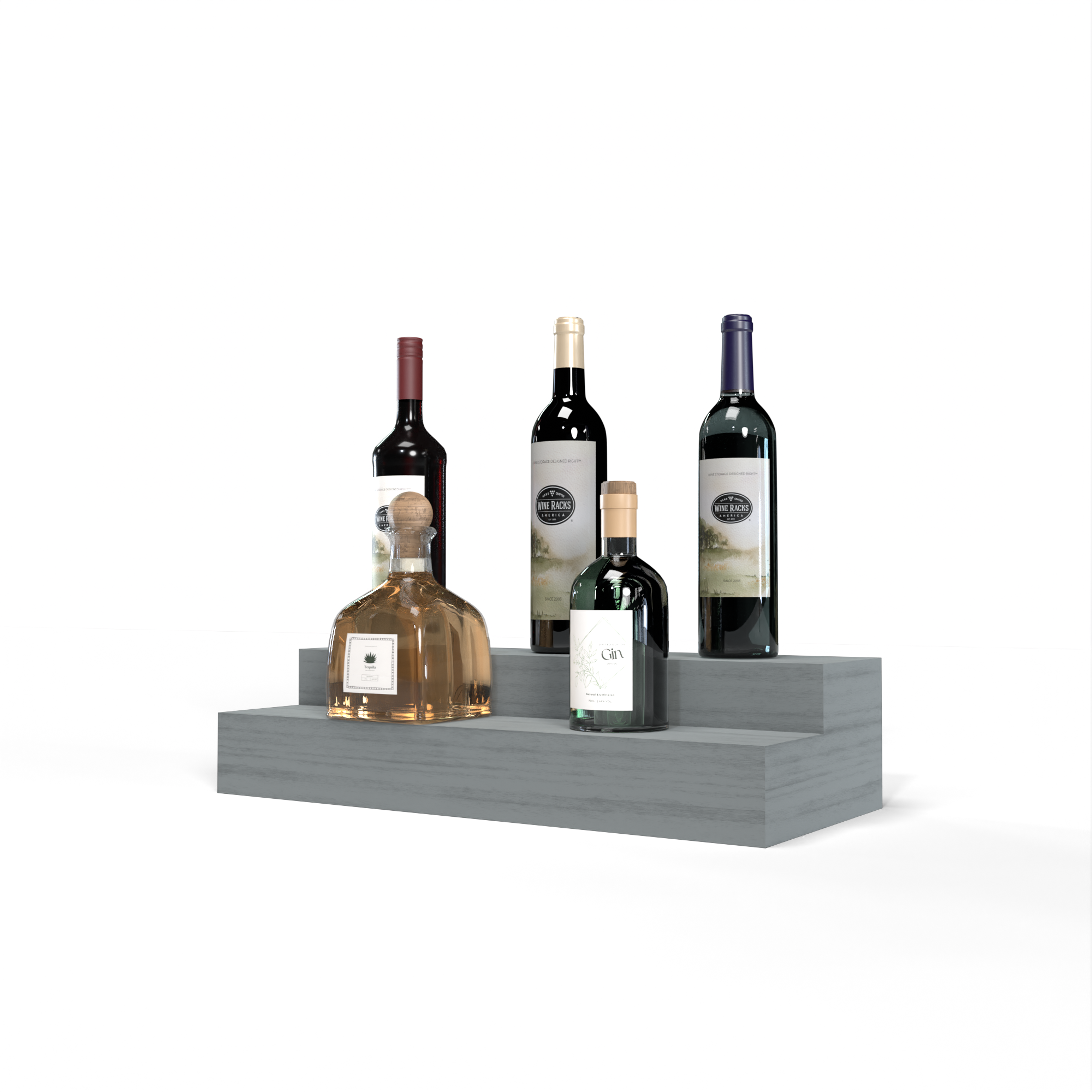 Liquor Riser, 2 Riser 4 Column in Grand Mahogany Greywash stained without WineSafe™ Satin Sealant