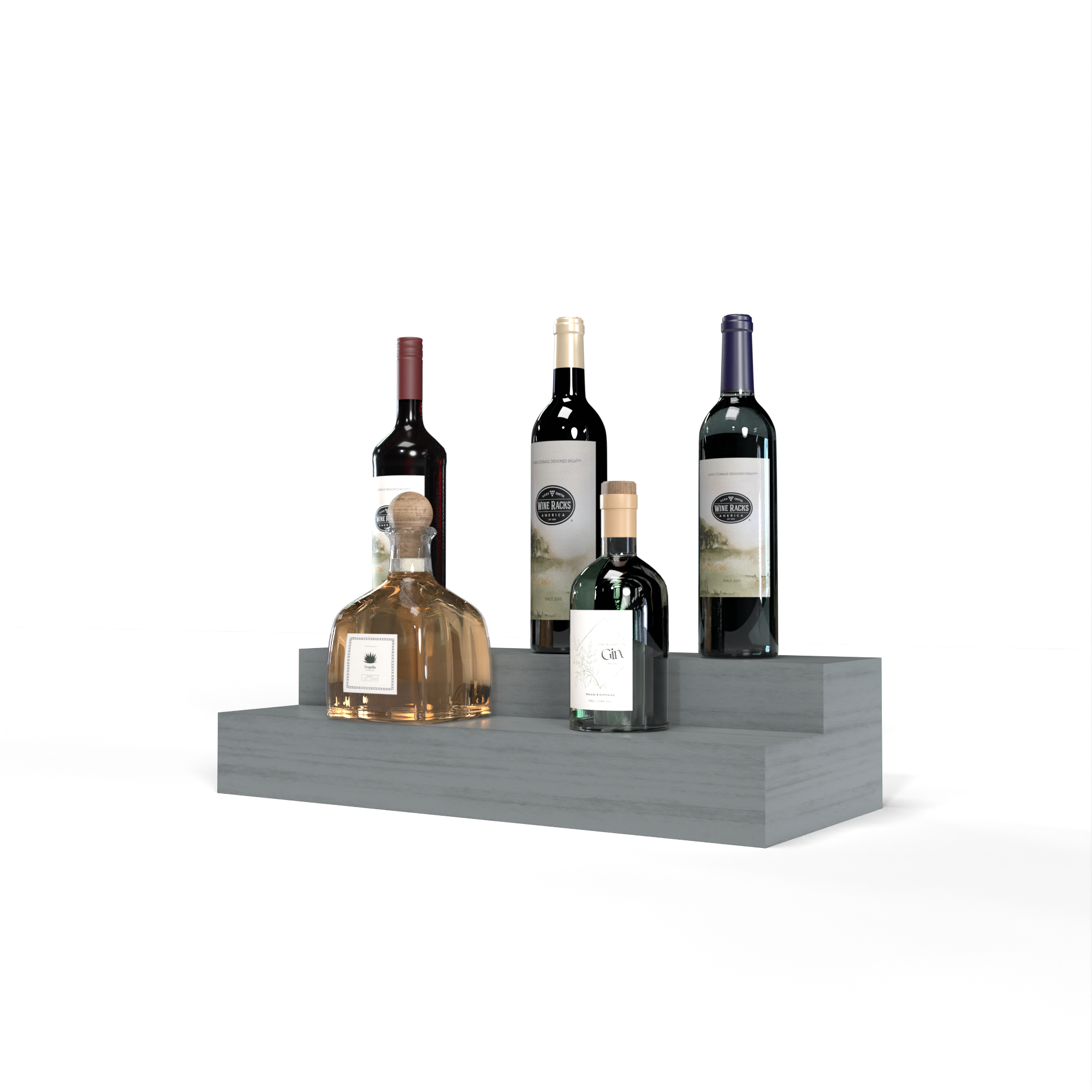 Liquor Riser, 2 Riser 4 Column in Grand Mahogany Greywash stained with WineSafe™ Satin Sealant