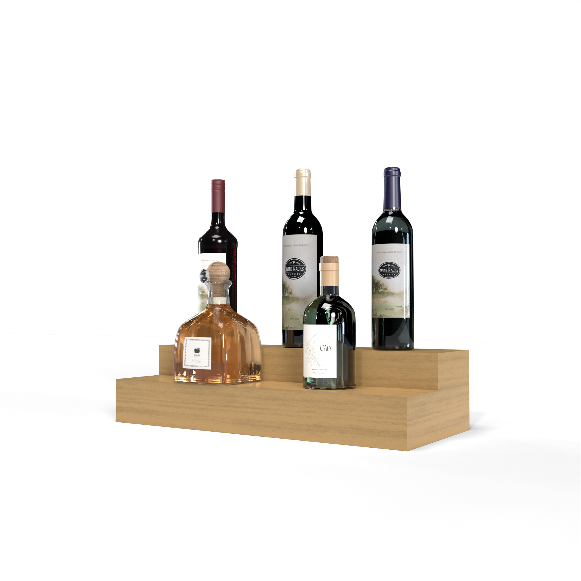 Liquor Riser, 2 Riser 4 Column in Grand Mahogany Oak stained with WineSafe™ Satin Sealant