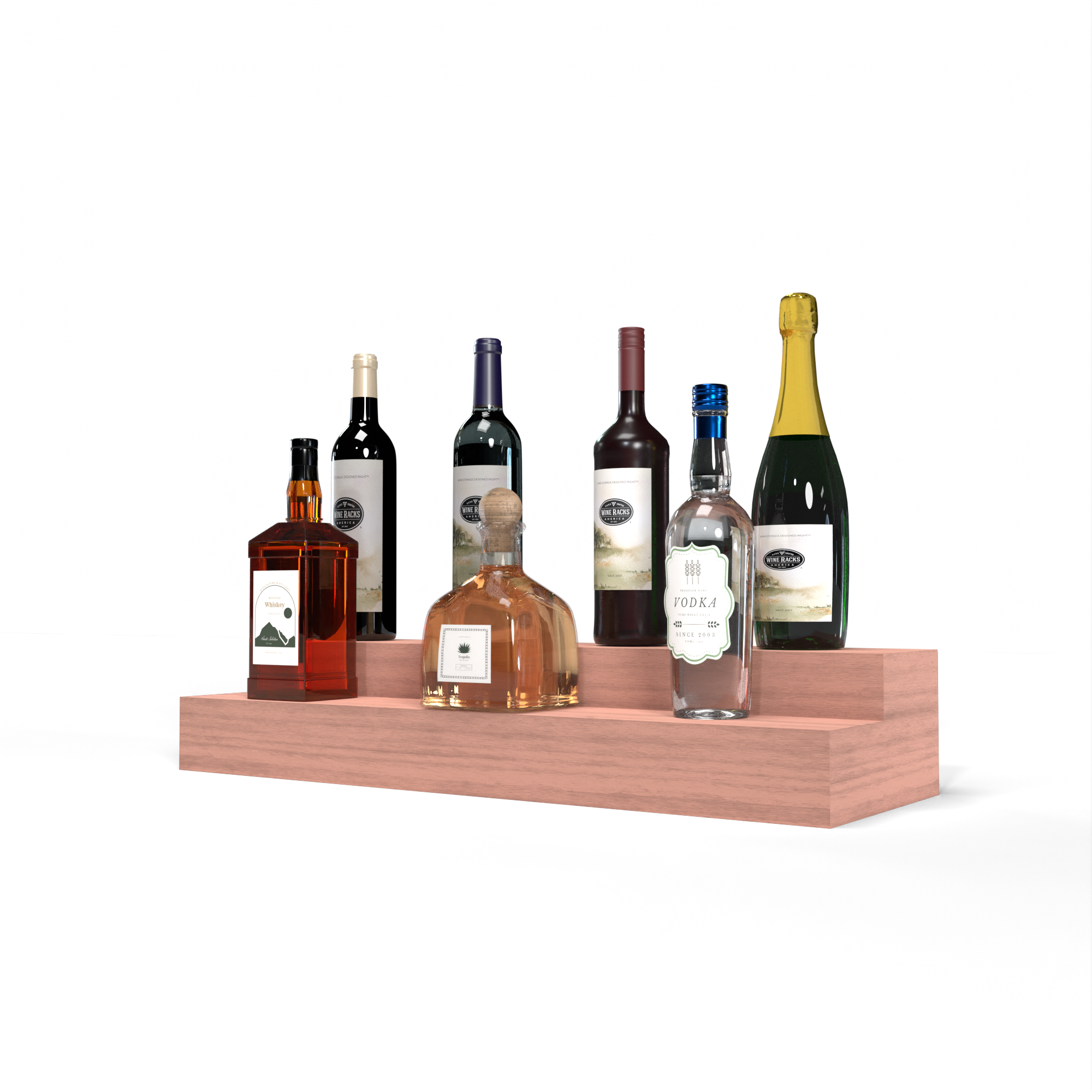 Liquor Riser, 2 Riser 6 Column in Grand Mahogany Unstained without WineSafe™ Satin Sealant