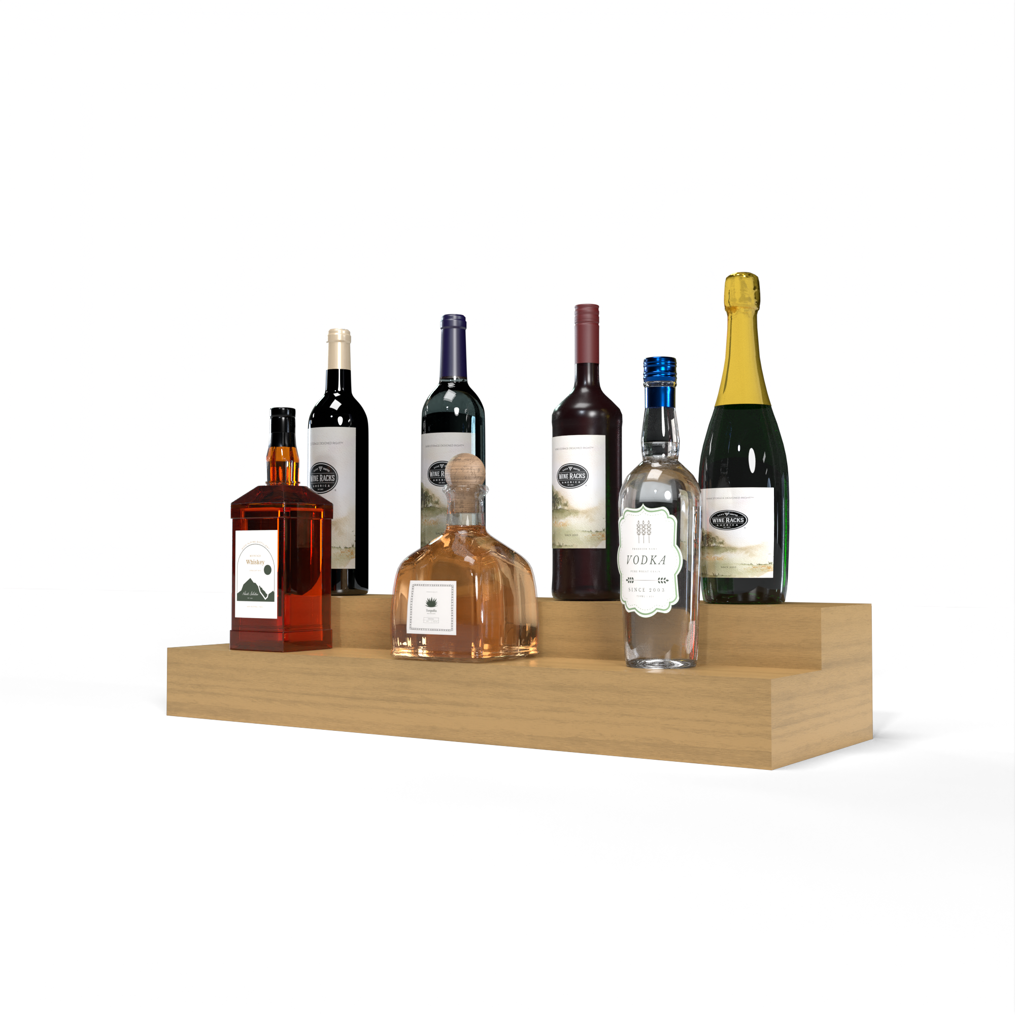 Liquor Riser, 2 Riser 6 Column in Grand Mahogany Oak stained with WineSafe™ Satin Sealant