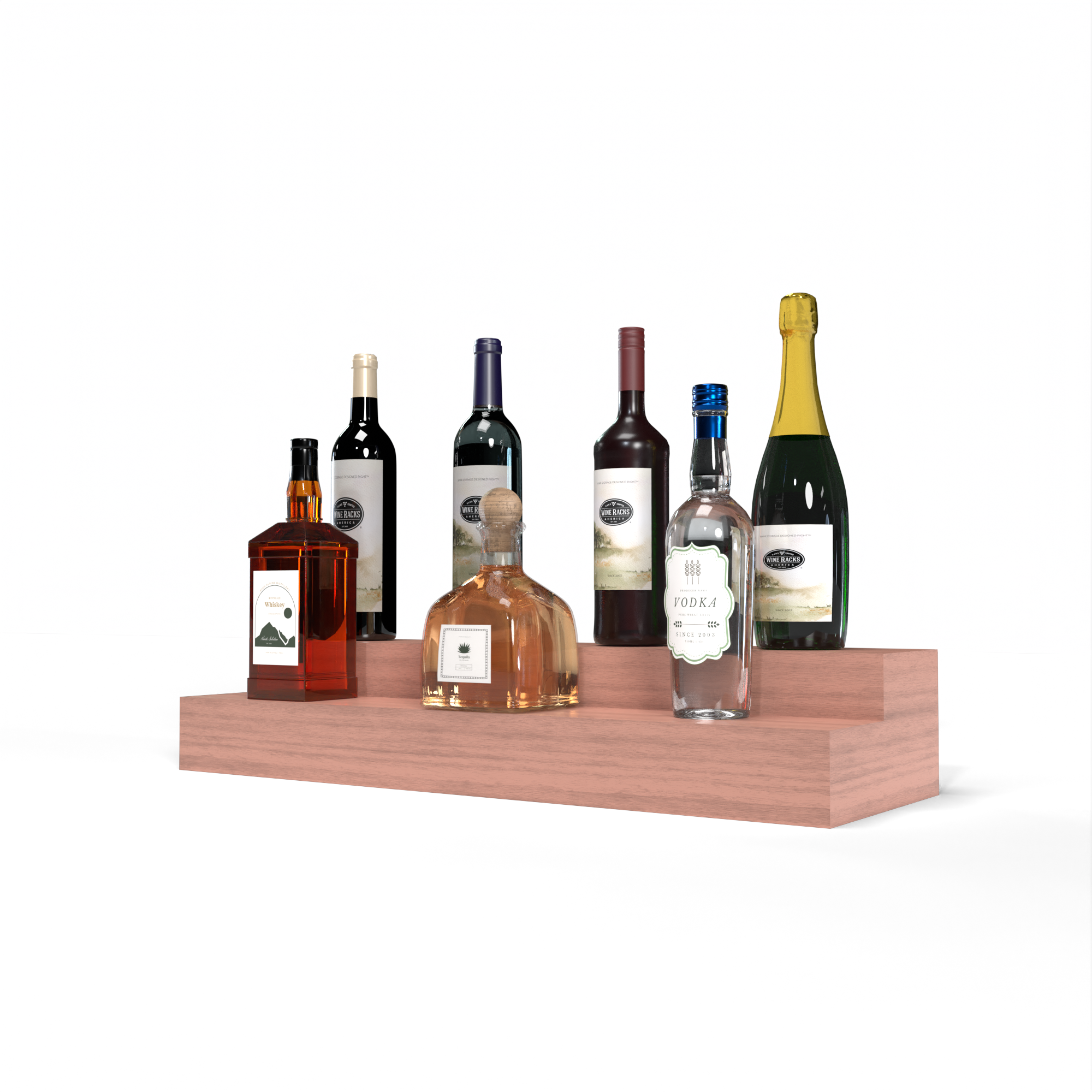Liquor Riser, 2 Riser 6 Column in Grand Mahogany Unstained with WineSafe™ Satin Sealant