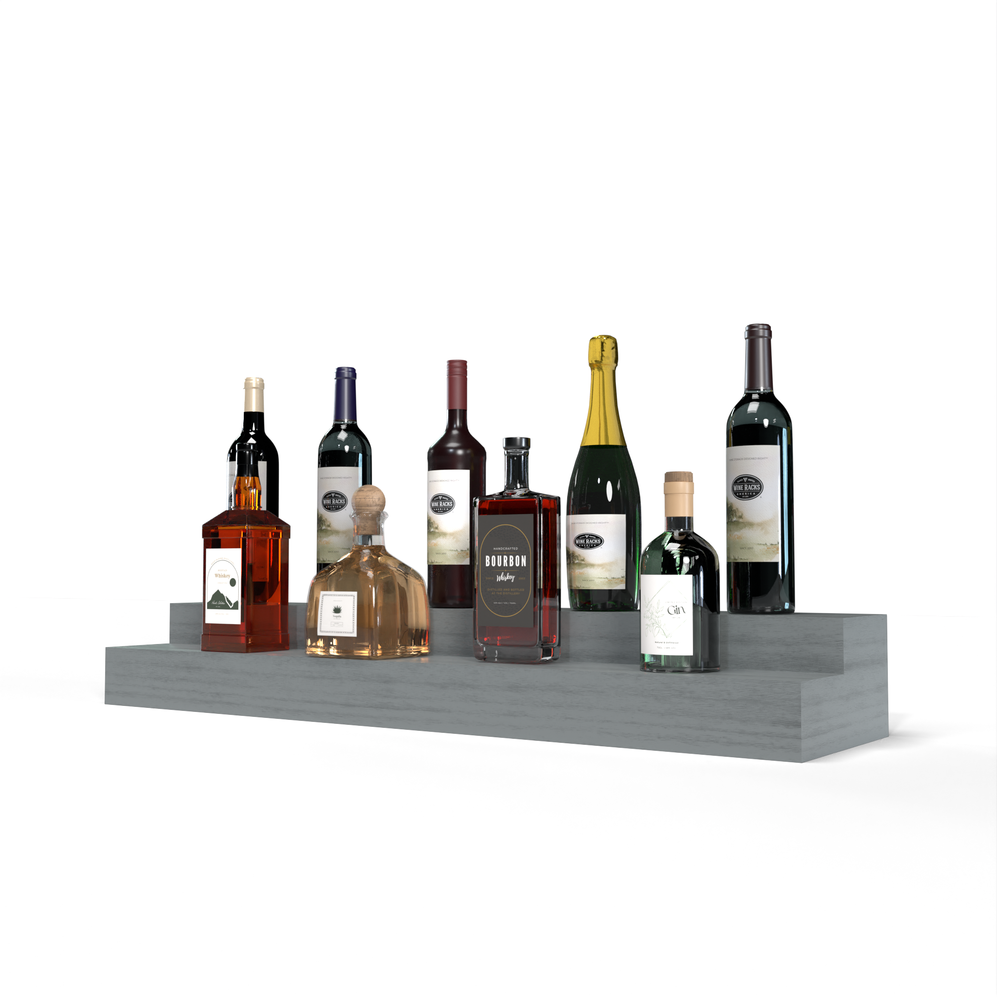 Liquor Riser, 2 Riser 8 Column in Grand Mahogany Greywash stained with WineSafe™ Satin Sealant