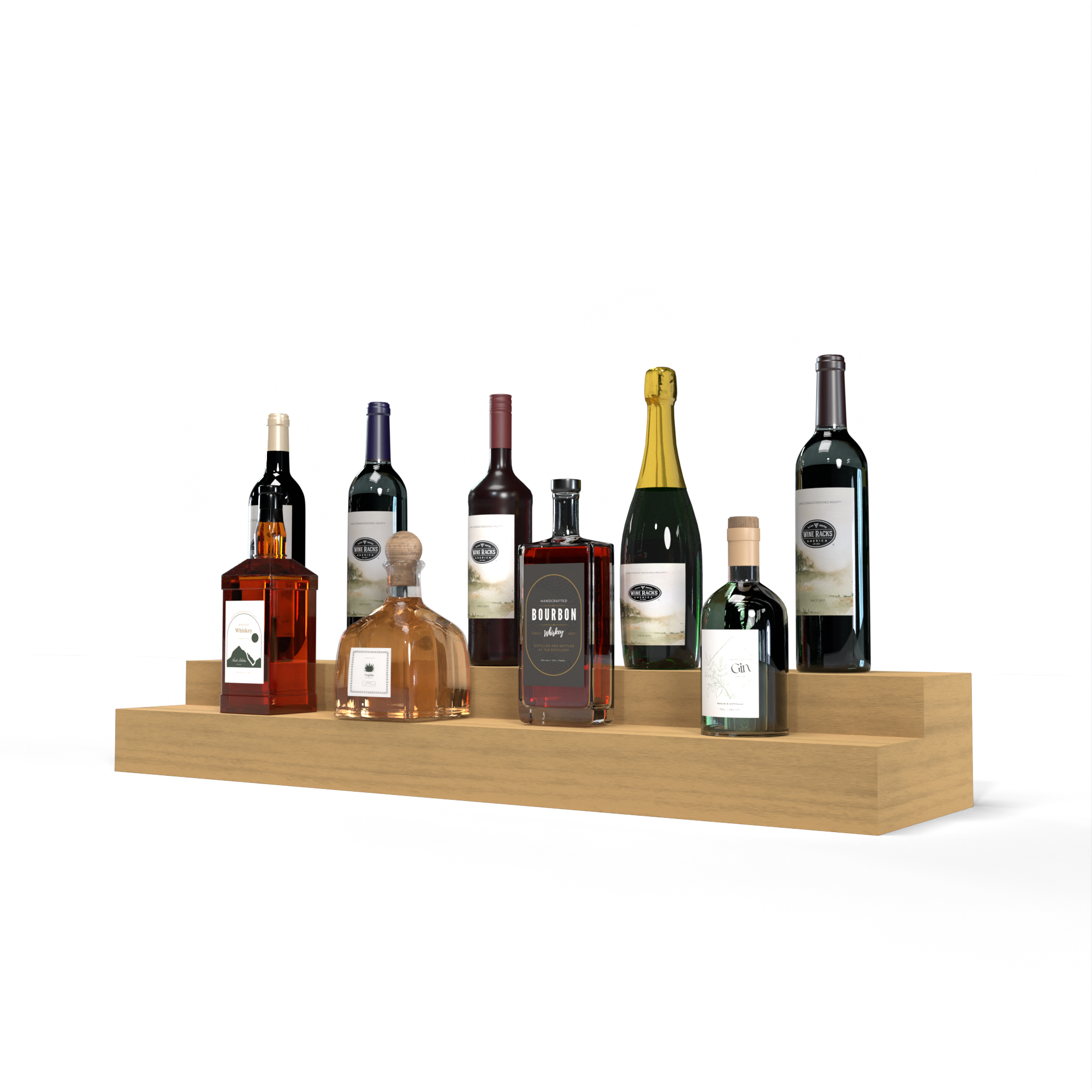 Liquor Riser, 2 Riser 8 Column in Grand Mahogany Oak stained without WineSafe™ Satin Sealant