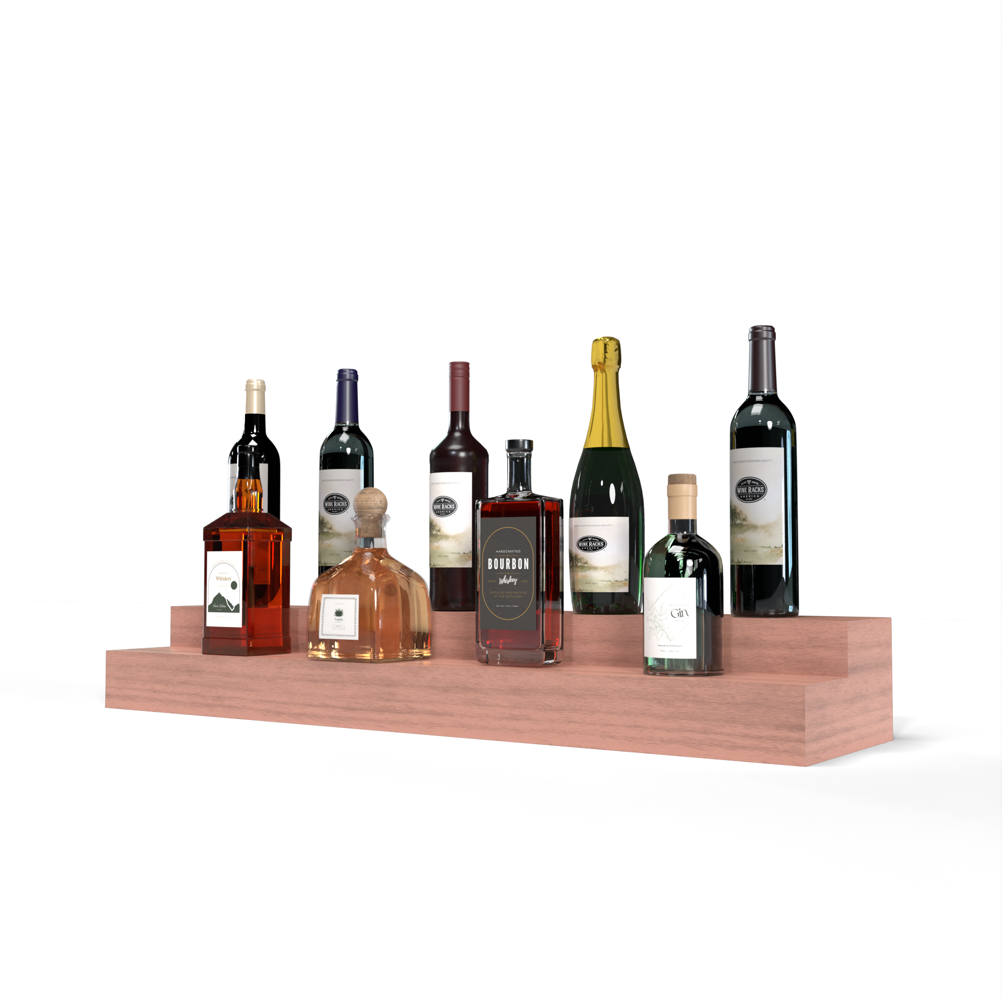 Liquor Riser, 2 Riser 8 Column in Grand Mahogany Unstained with WineSafe™ Satin Sealant