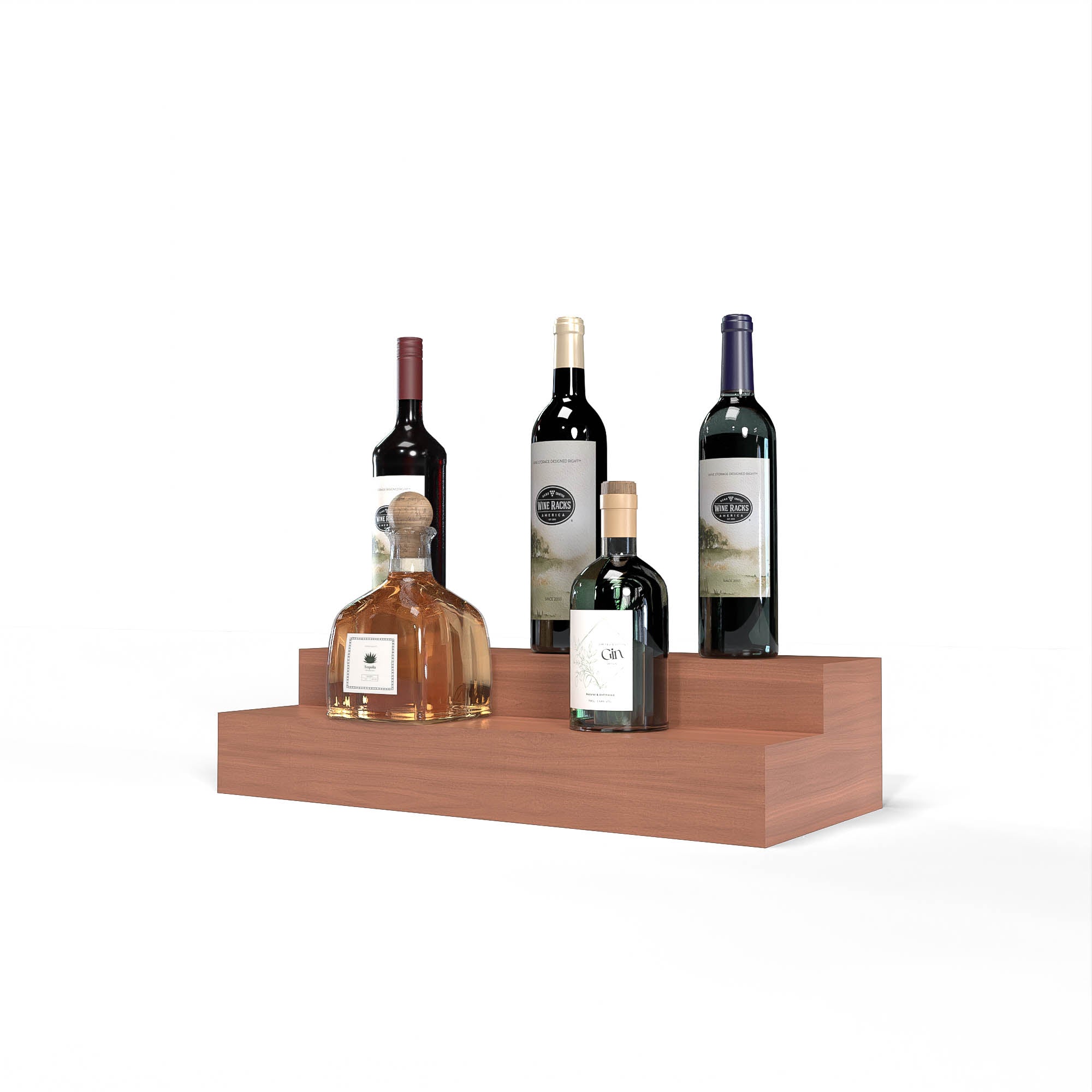 Liquor Riser, 2 Riser 4 Column in Sapele Mahogany Unstained with WineSafe™ Satin Sealant