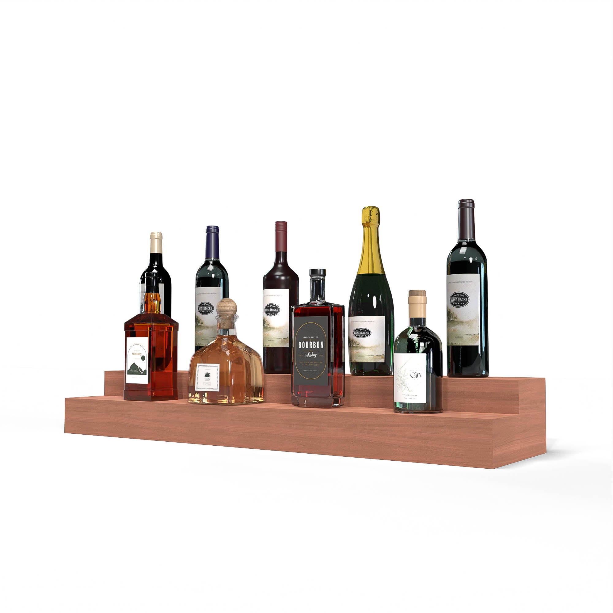 Liquor Riser, 2 Riser 8 Column in Sapele Mahogany Unstained without WineSafe™ Satin Sealant