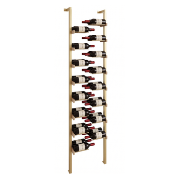 The Floating Bottle Vignette 2 Deep 1 Wide in Gold Posts/Gold Rods White Oak Unfinished