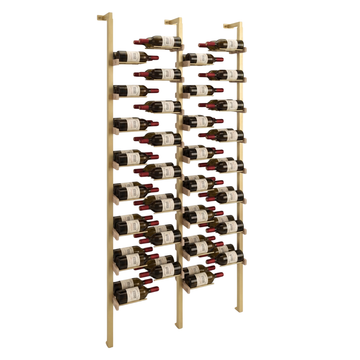 The Floating Bottle Vignette 2 Deep 2 Wide in Gold Posts/Gold Rods White Oak Unfinished