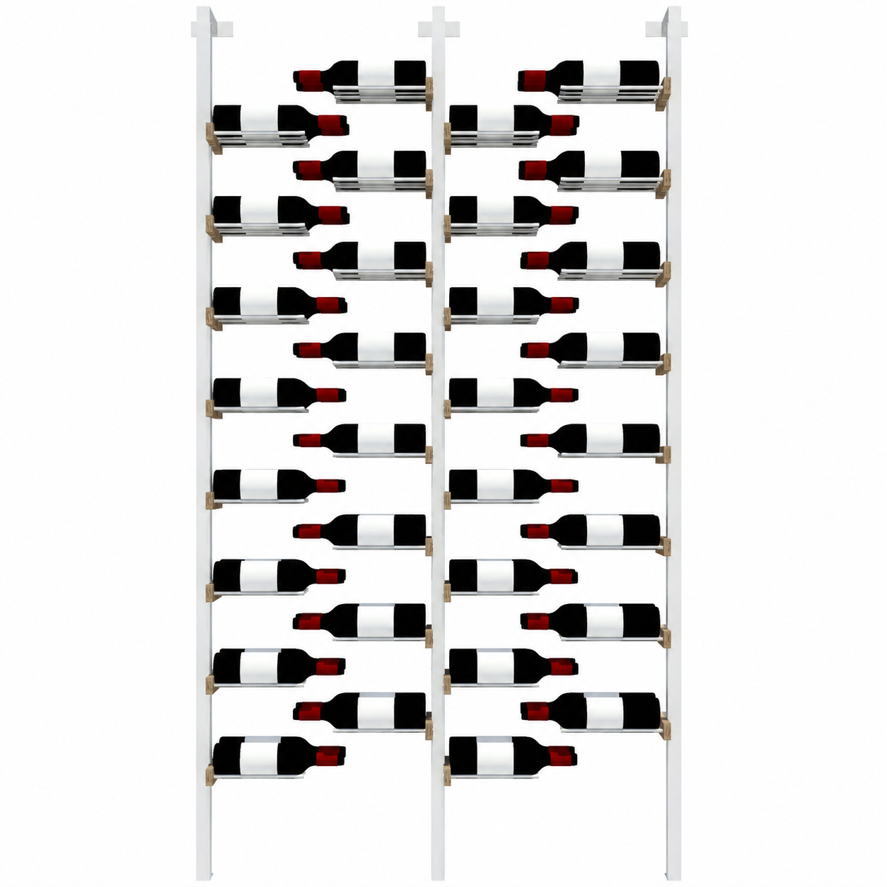The Floating Bottle Vignette 2 Deep 2 Wide in Silver Posts/Silver Rods White Oak Satin Sealant