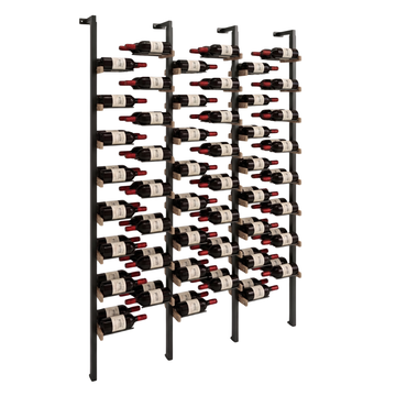 The Floating Bottle Vignette 2 Deep 3 Wide in Black Posts/Black Rods White Oak Unfinished