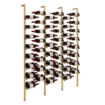The Floating Bottle Vignette 2 Deep 3 Wide in Gold Posts/Gold Rods White Oak Unfinished
