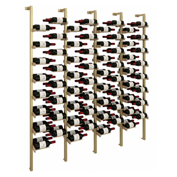 The Floating Bottle Vignette 2 Deep 4 Wide in Gold Posts/Gold Rods White Oak Unfinished