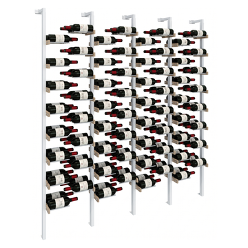 The Floating Bottle Vignette 2 Deep 4 Wide in Silver Posts/Silver Rods White Oak Unfinished