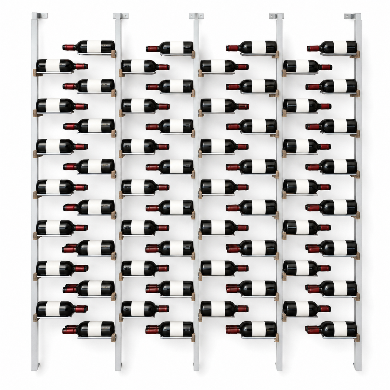 The Floating Bottle Vignette 2 Deep 4 Wide in Silver Posts/Silver Rods White Oak Satin Sealant