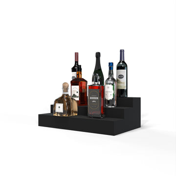 Liquor Riser, 3 Riser 4 Column in Knotty Alder Black stained without WineSafe™ Satin Sealant
