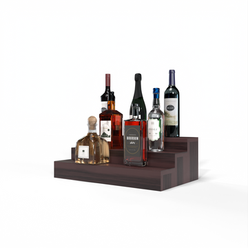 Liquor Riser, 3 Riser 4 Column in Premium Redwood Walnut stained with WineSafe™ Satin Sealant