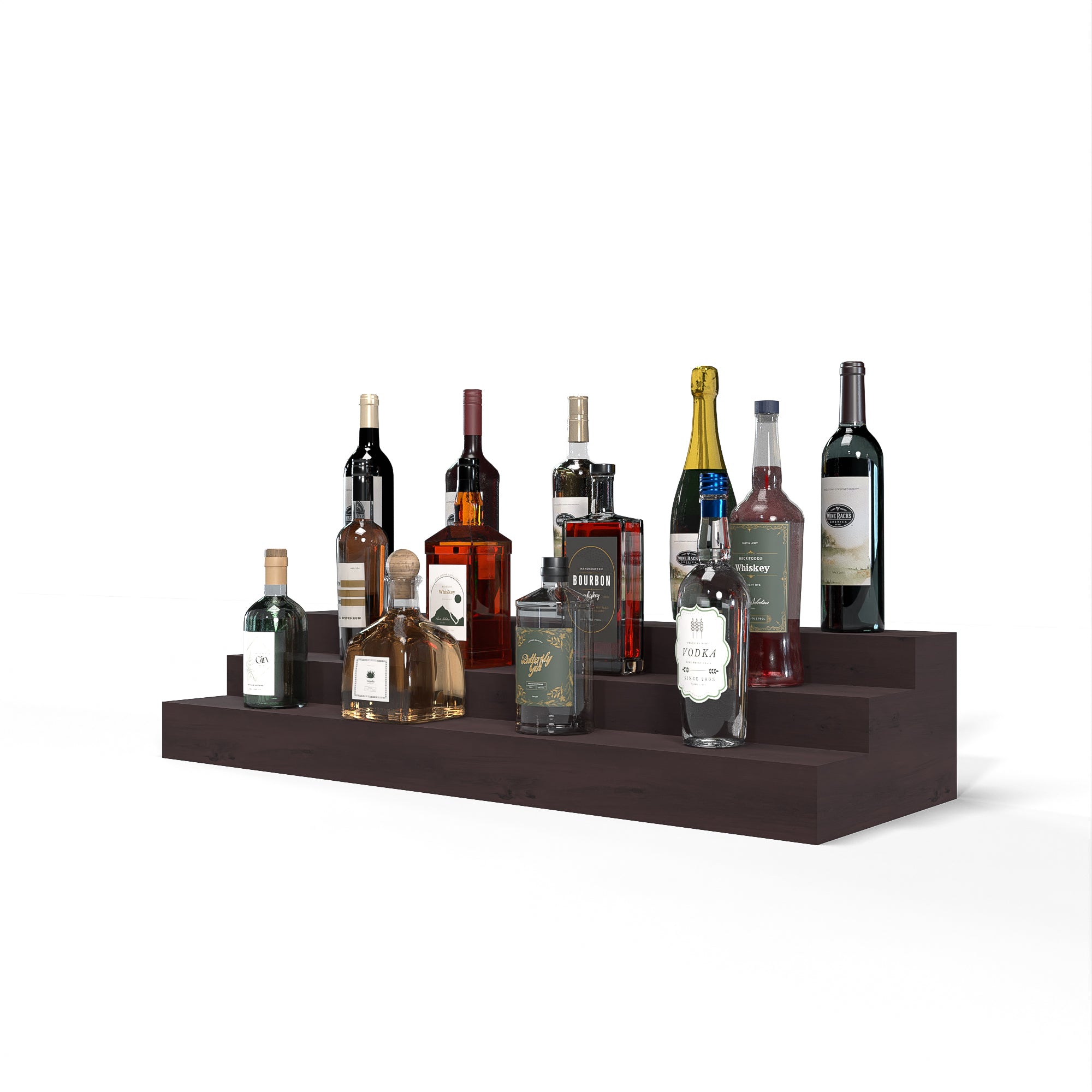 Liquor Riser, 3 Riser 8 Column in Knotty Alder Walnut stained without WineSafe™ Satin Sealant