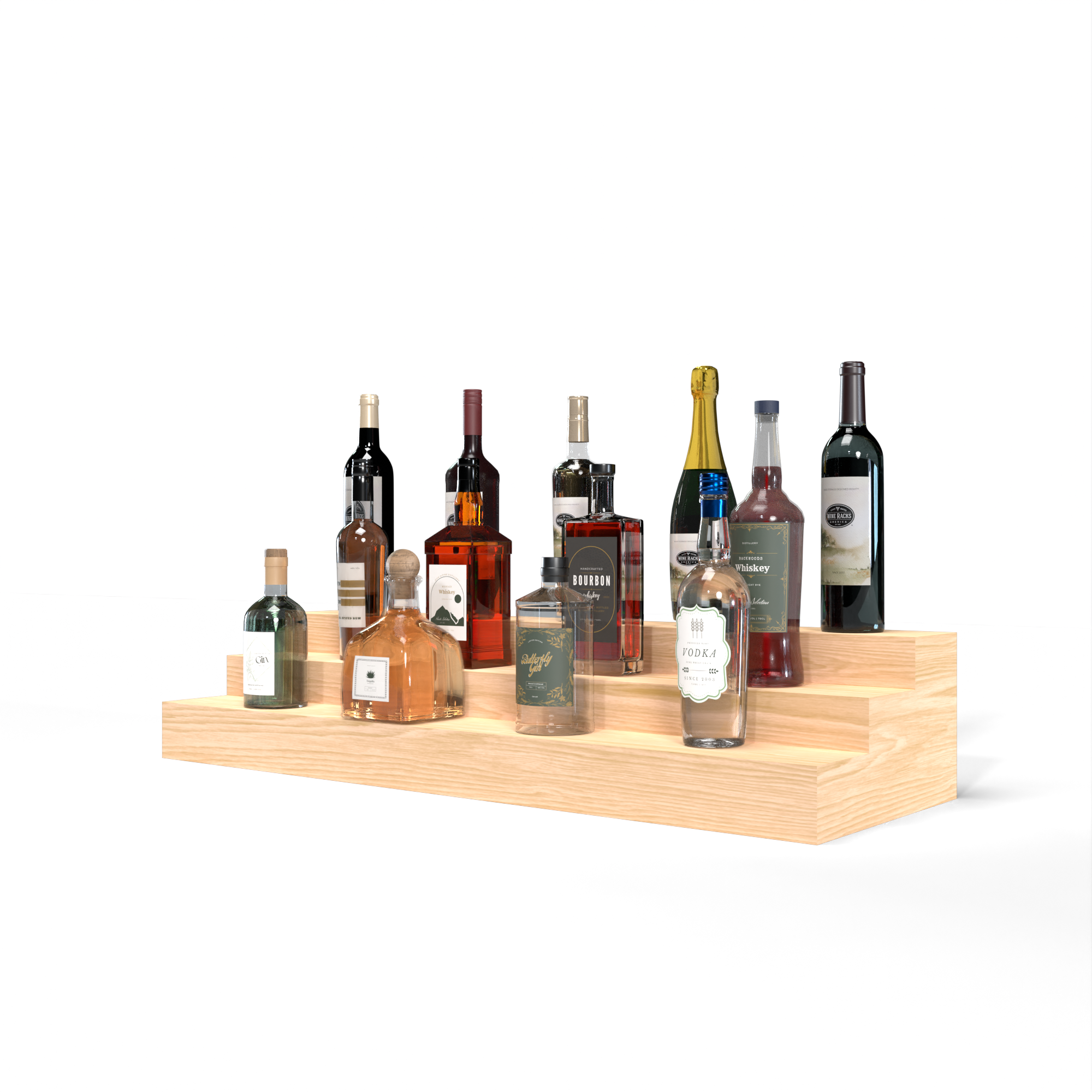 Liquor Riser, 3 Riser 8 Column in Ponderosa Pine Unstained without WineSafe™ Satin Sealant