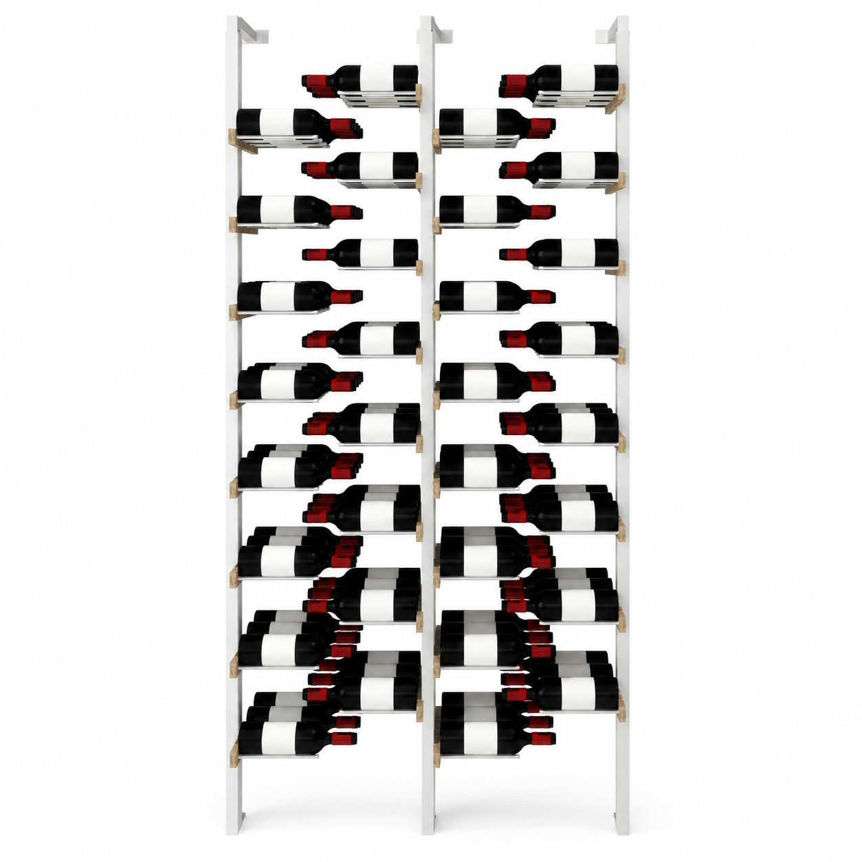 The Floating Bottle Vignette 3 Deep 2 Wide in Silver Posts/Silver Rods White Oak Satin Sealant