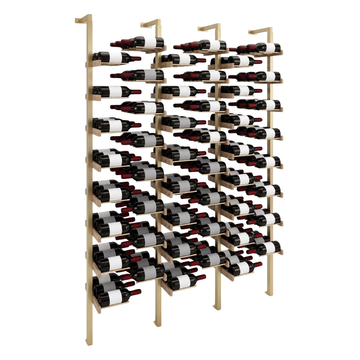 The Floating Bottle Vignette 3 Deep 3 Wide in Gold Posts/Gold Rods White Oak Unfinished