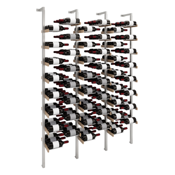 The Floating Bottle Vignette 3 Deep 3 Wide in Silver Posts/Silver Rods White Oak Unfinished