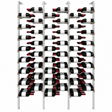 The Floating Bottle Vignette 3 Deep 3 Wide in Silver Posts/Silver Rods White Oak Satin Sealant