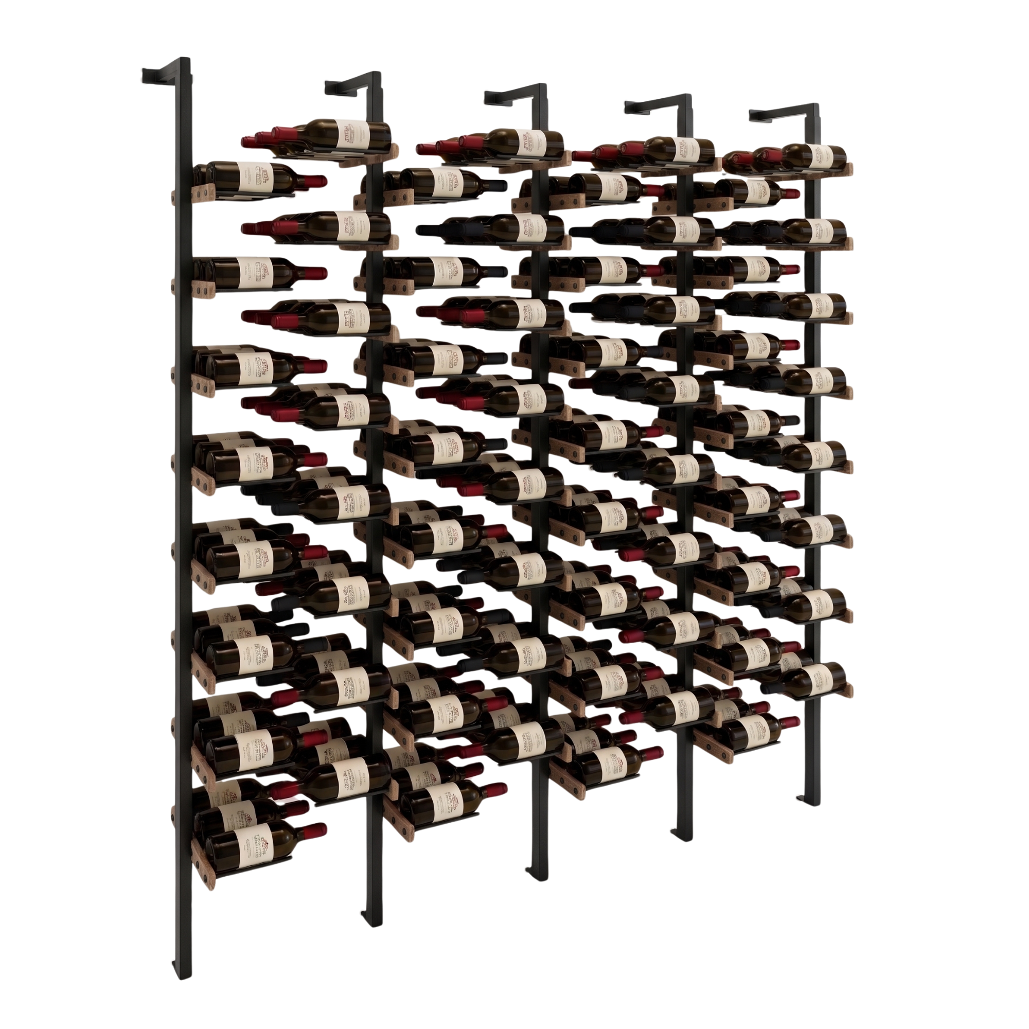 The Floating Bottle Vignette 3 Deep 4 Wide in Black Posts/Black Rods White Oak Unfinished
