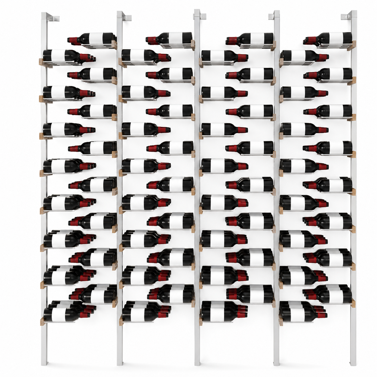 The Floating Bottle Vignette 3 Deep 4 Wide in Silver Posts/Silver Rods White Oak Satin Sealant