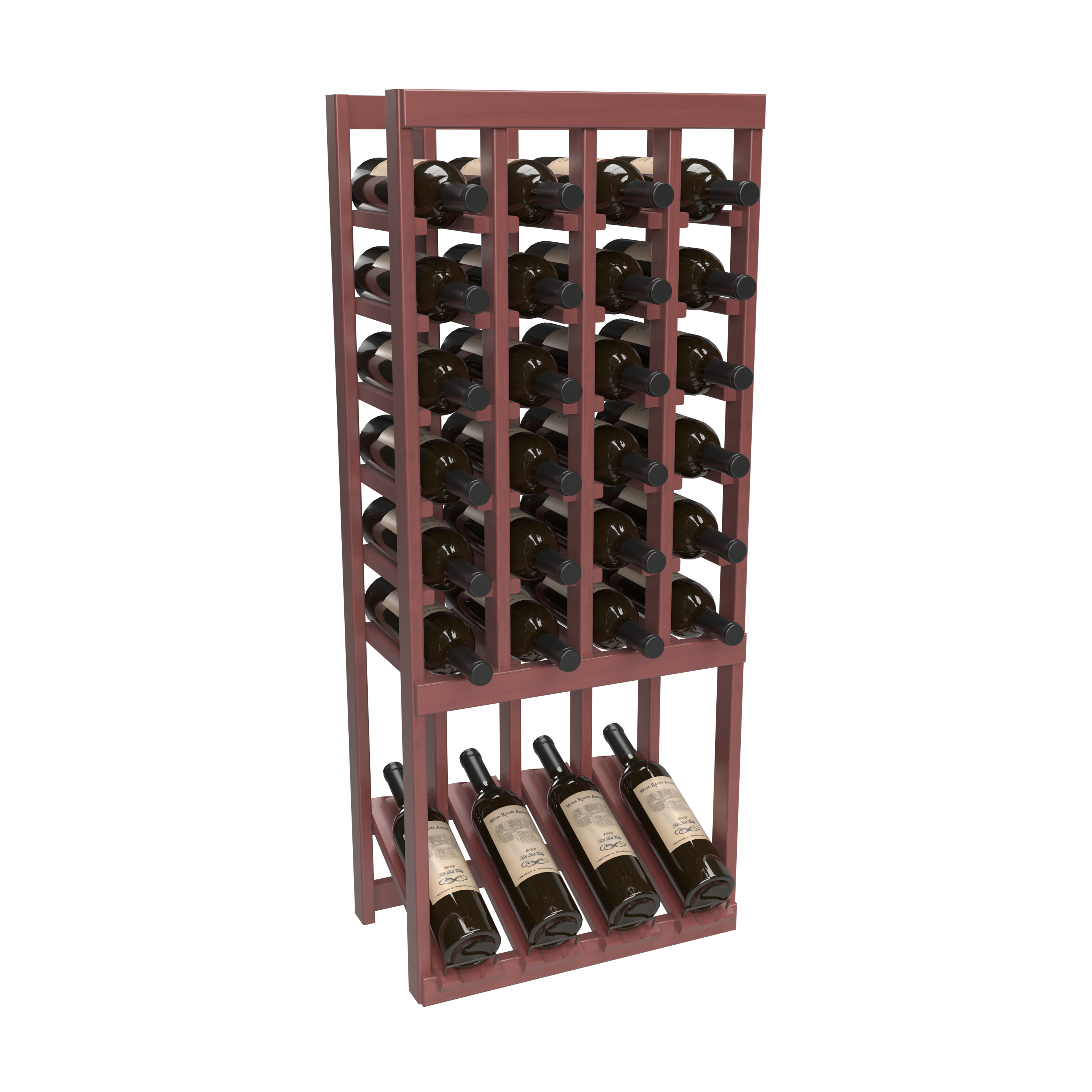 InstaCellar - 4 Column High Reveal Rack in Knotty Alder Cherry stained without WineSafe™ Satin Sealant