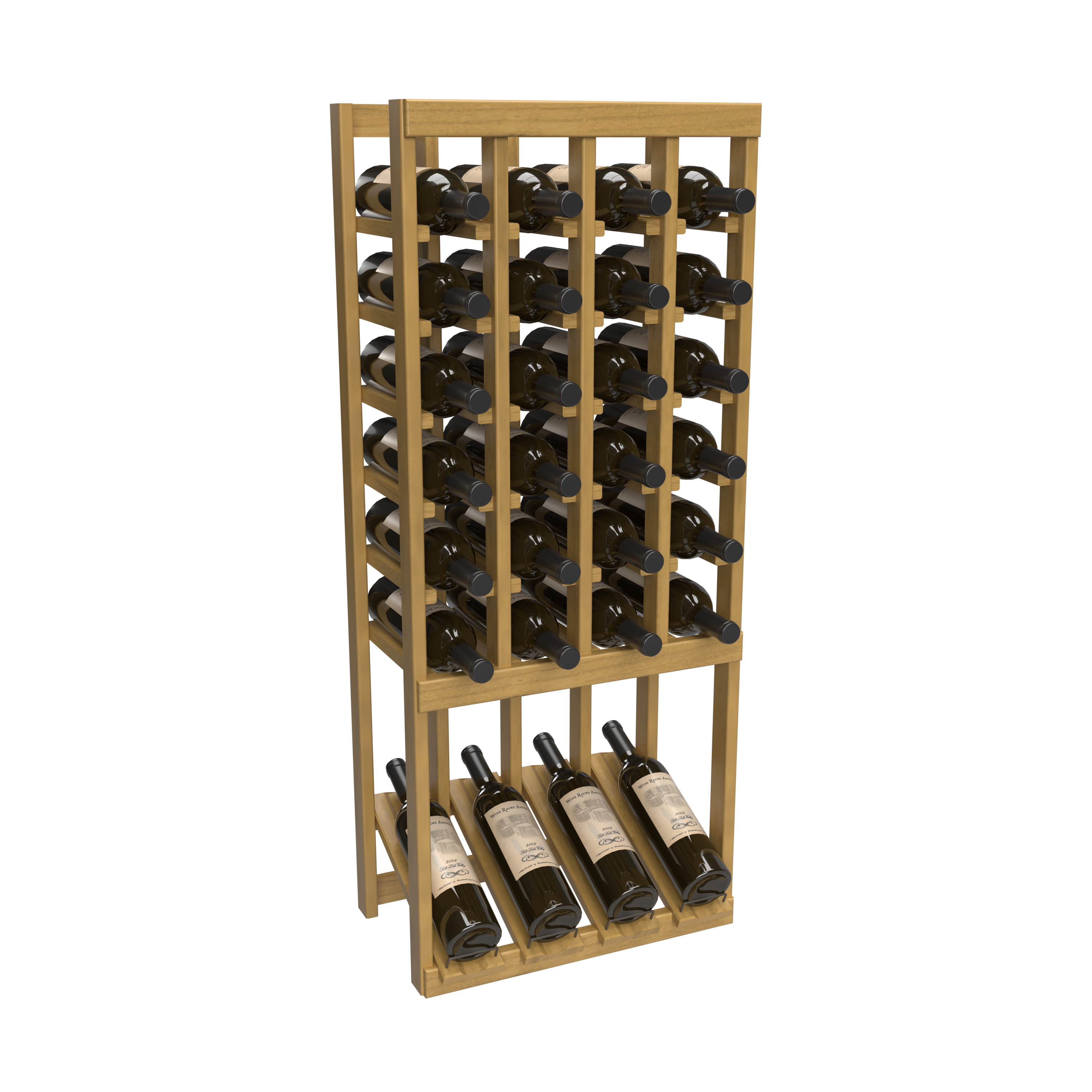 InstaCellar - 4 Column High Reveal Rack in Knotty Alder Oak stained without WineSafe™ Satin Sealant